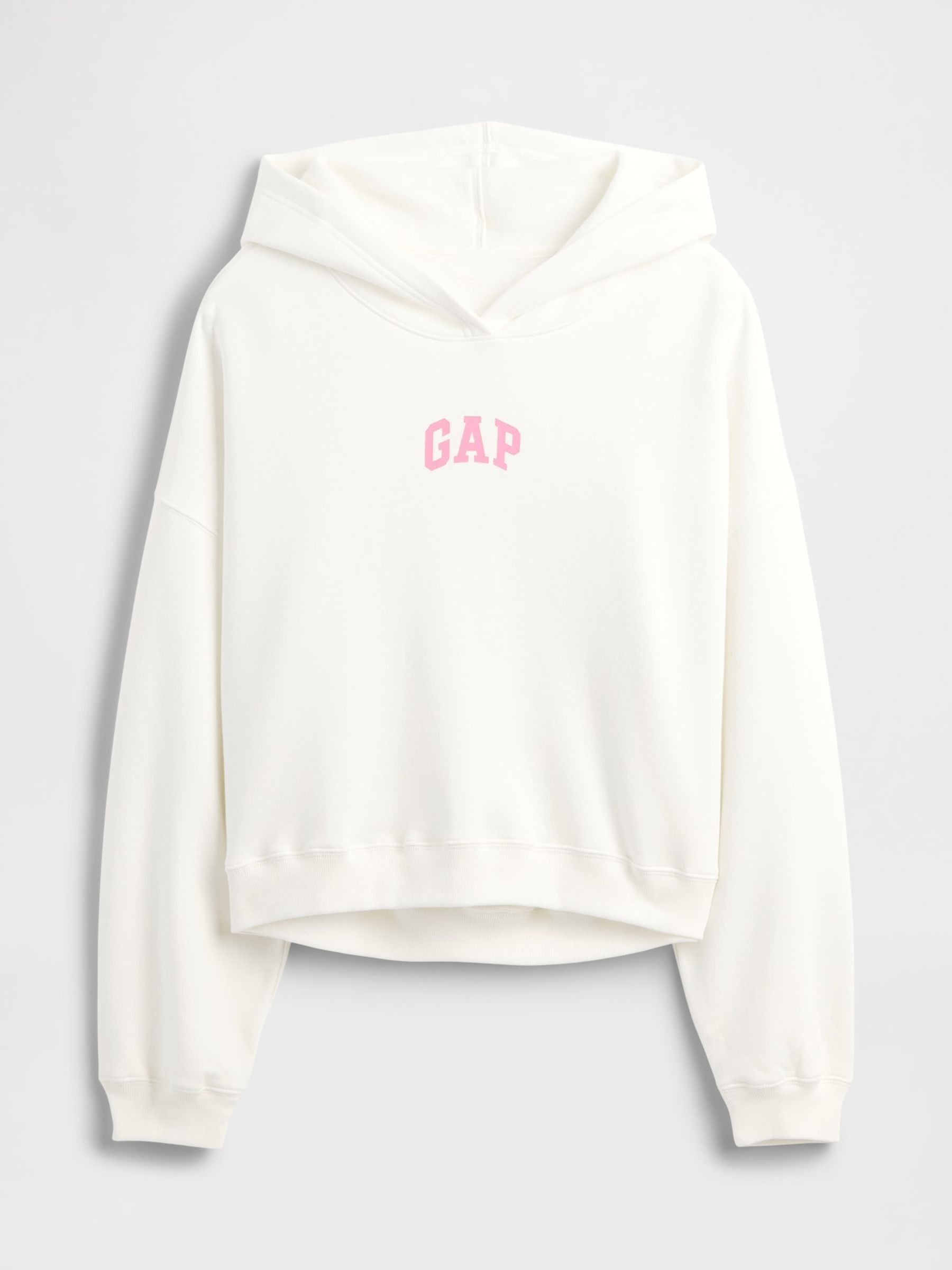White Relaxed Mini-Logo Cropped Hoodie - Image 5 of 5