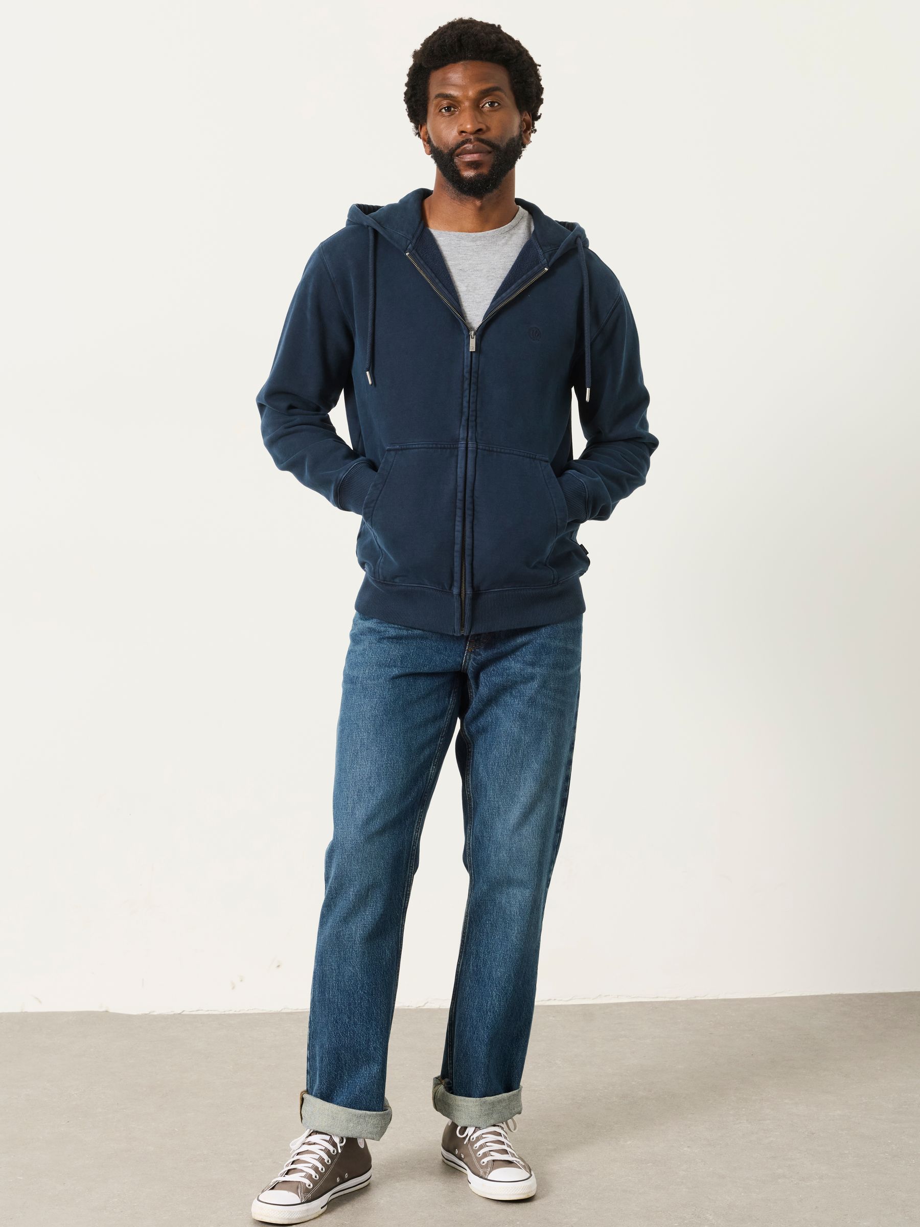 Hayle Navy Zip Through Hoodie - Image 4 of 6