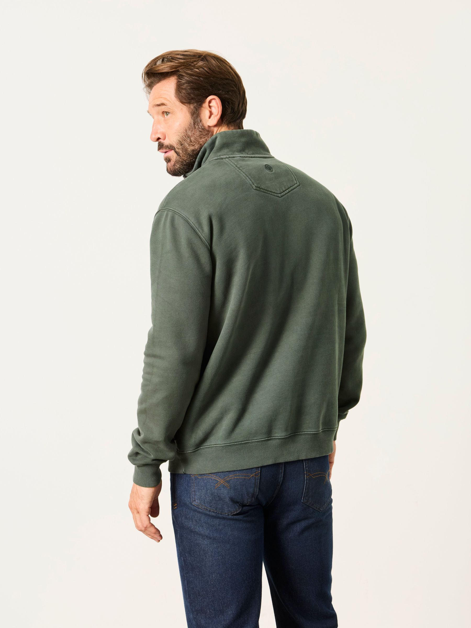 Hayle Dark Green Quarter Zip Sweatshirt - Image 2 of 6