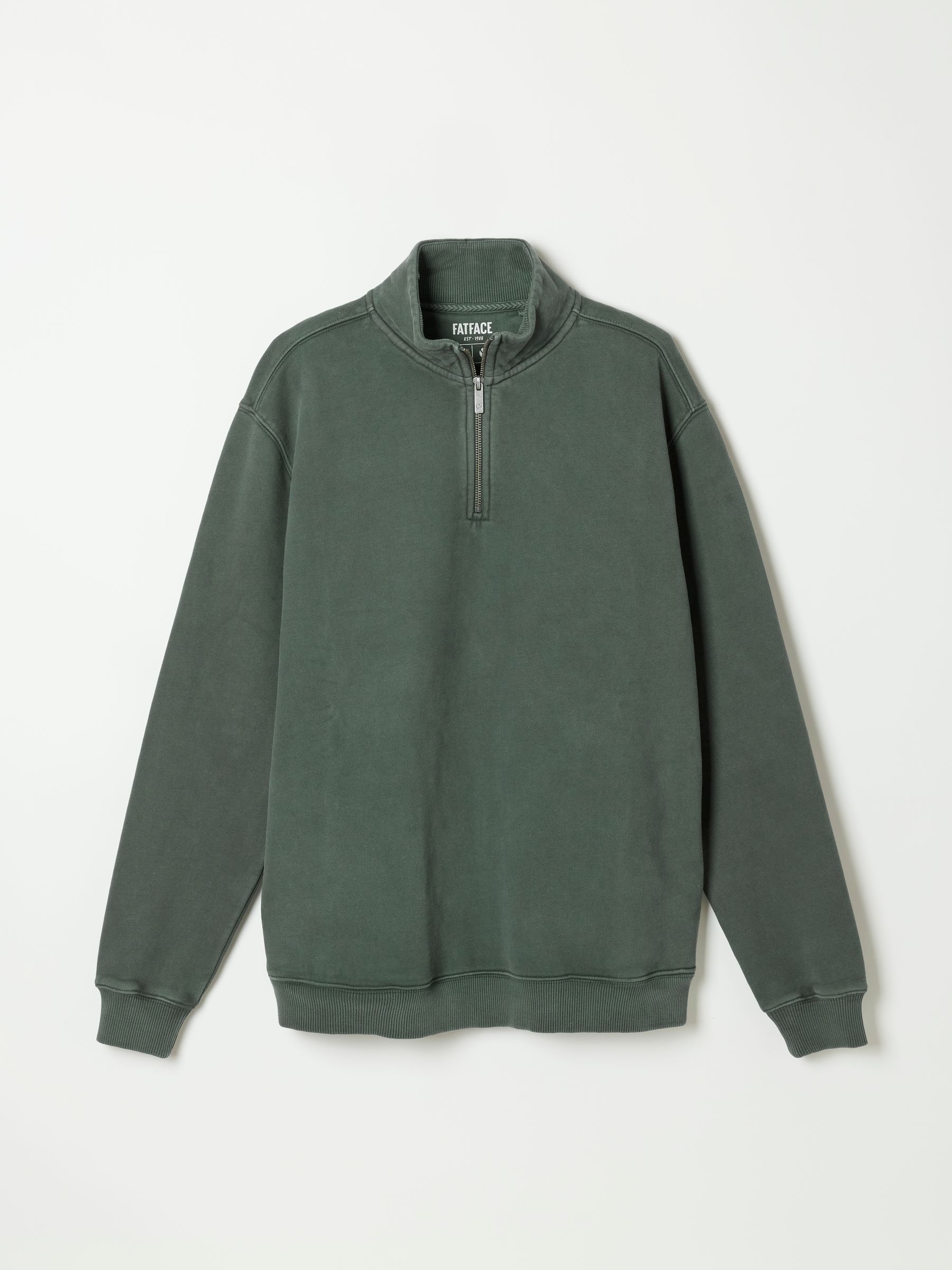 Hayle Dark Green Quarter Zip Sweatshirt - Image 6 of 6