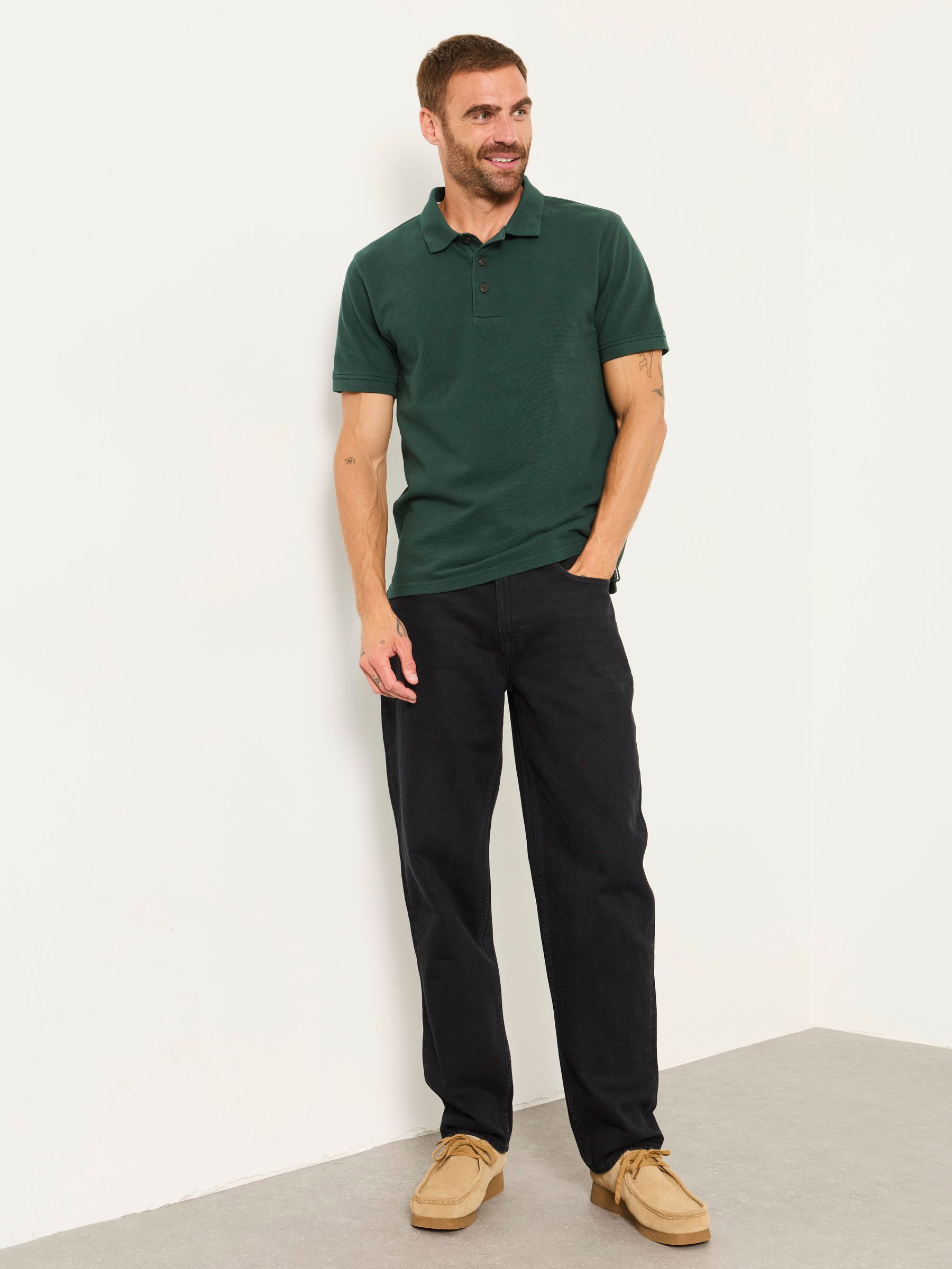Emerald Green Clifton Textured Polo Shirt - Image 4 of 6