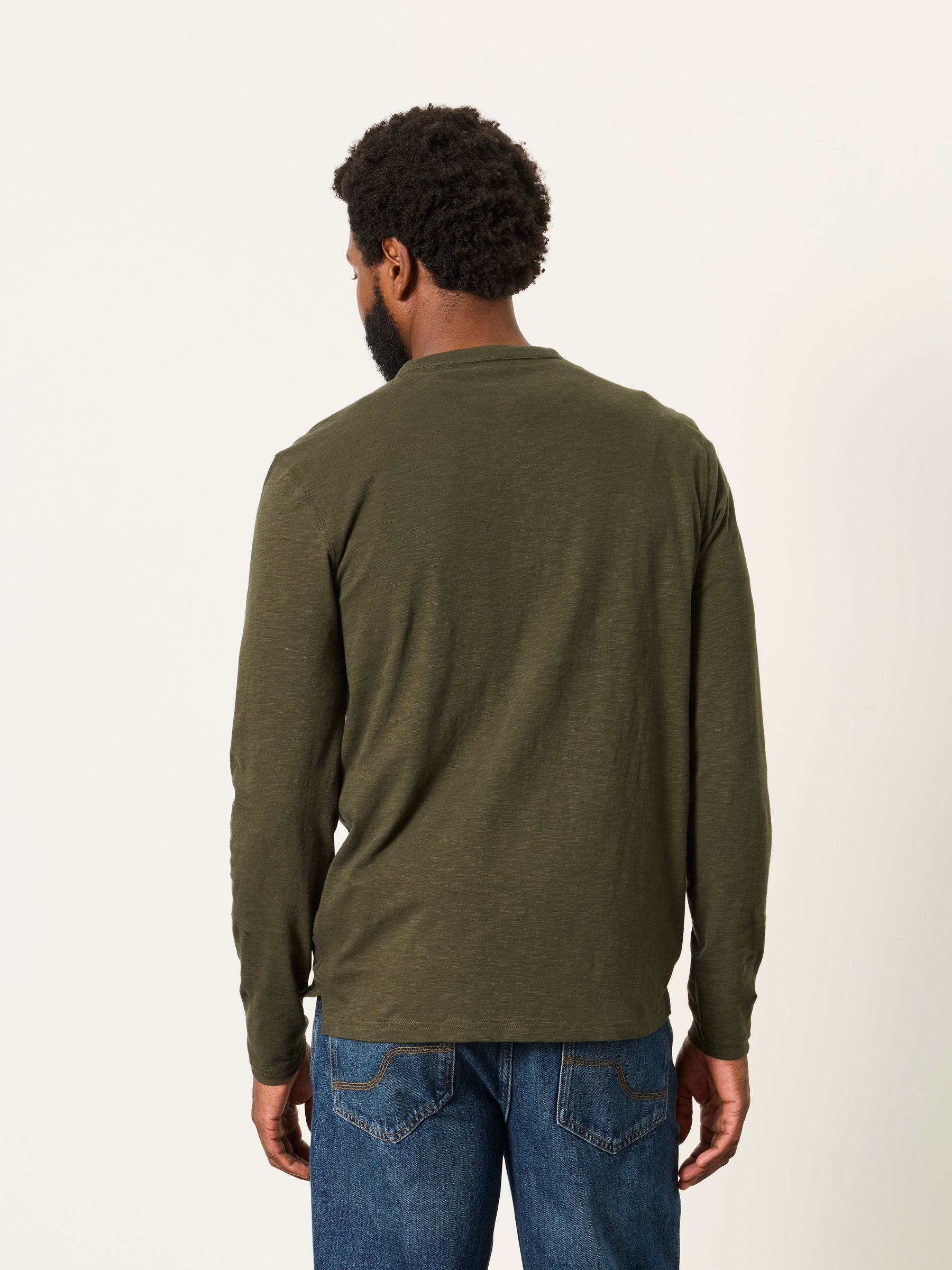 Henley Khaki Green Long Sleeve Woodside T-Shirt - Image 2 of 6