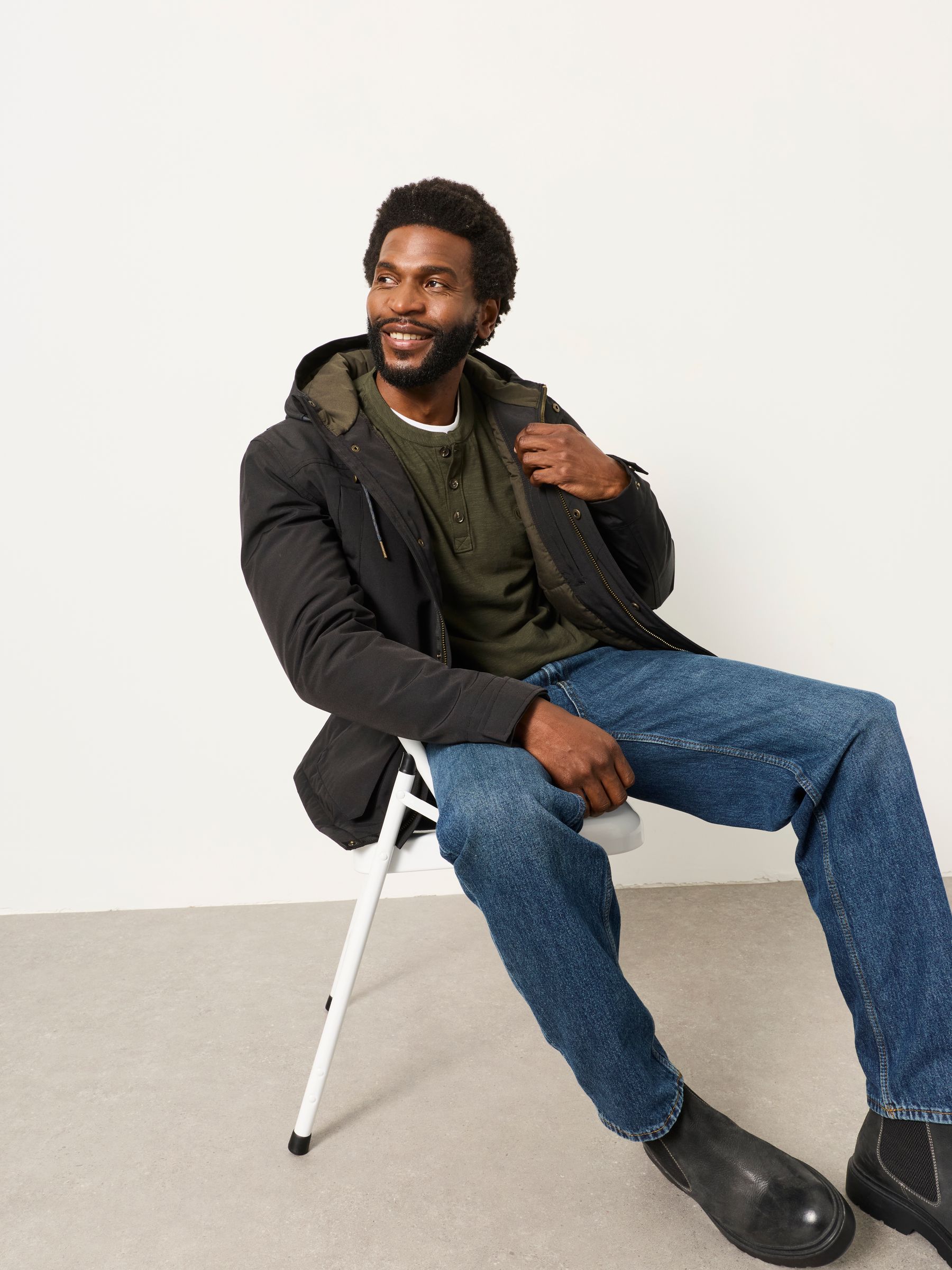 Henley Khaki Green Long Sleeve Woodside T-Shirt - Image 4 of 6