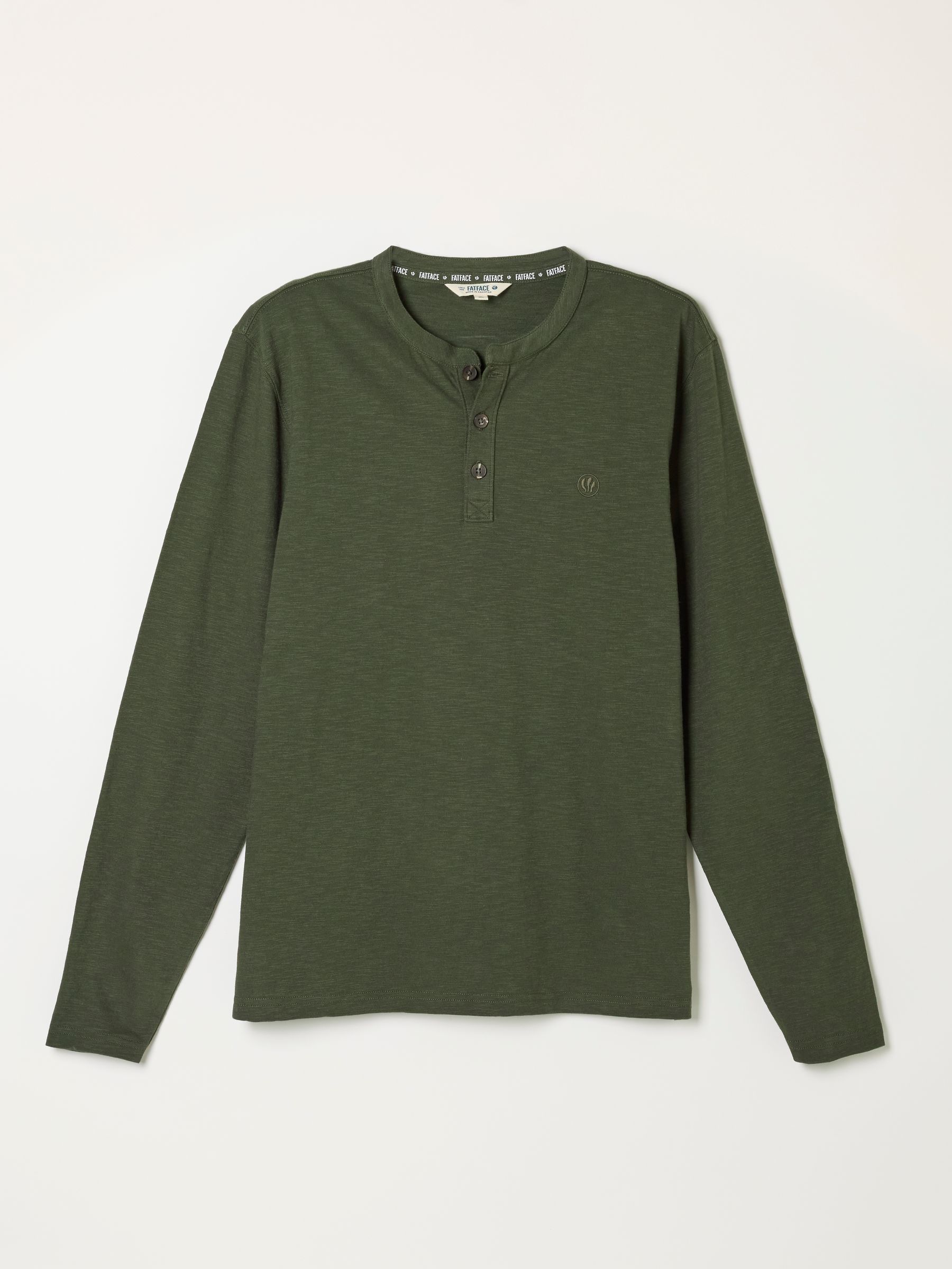 Henley Khaki Green Long Sleeve Woodside T-Shirt - Image 6 of 6