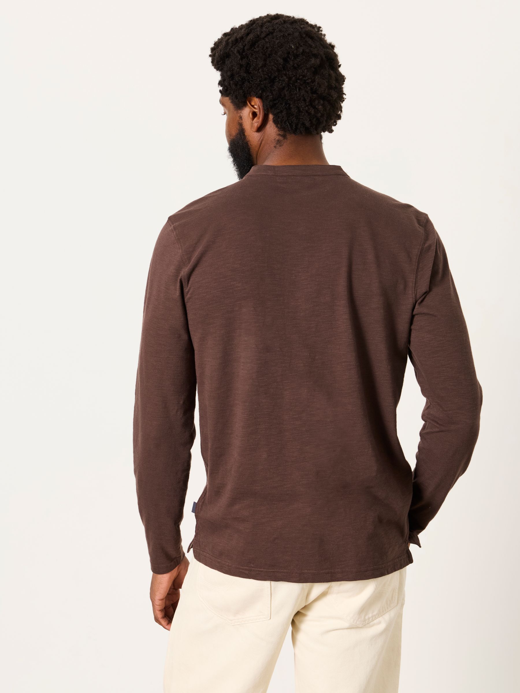 Henley Chocolate Brown Long Sleeve Woodside T-Shirt - Image 2 of 6