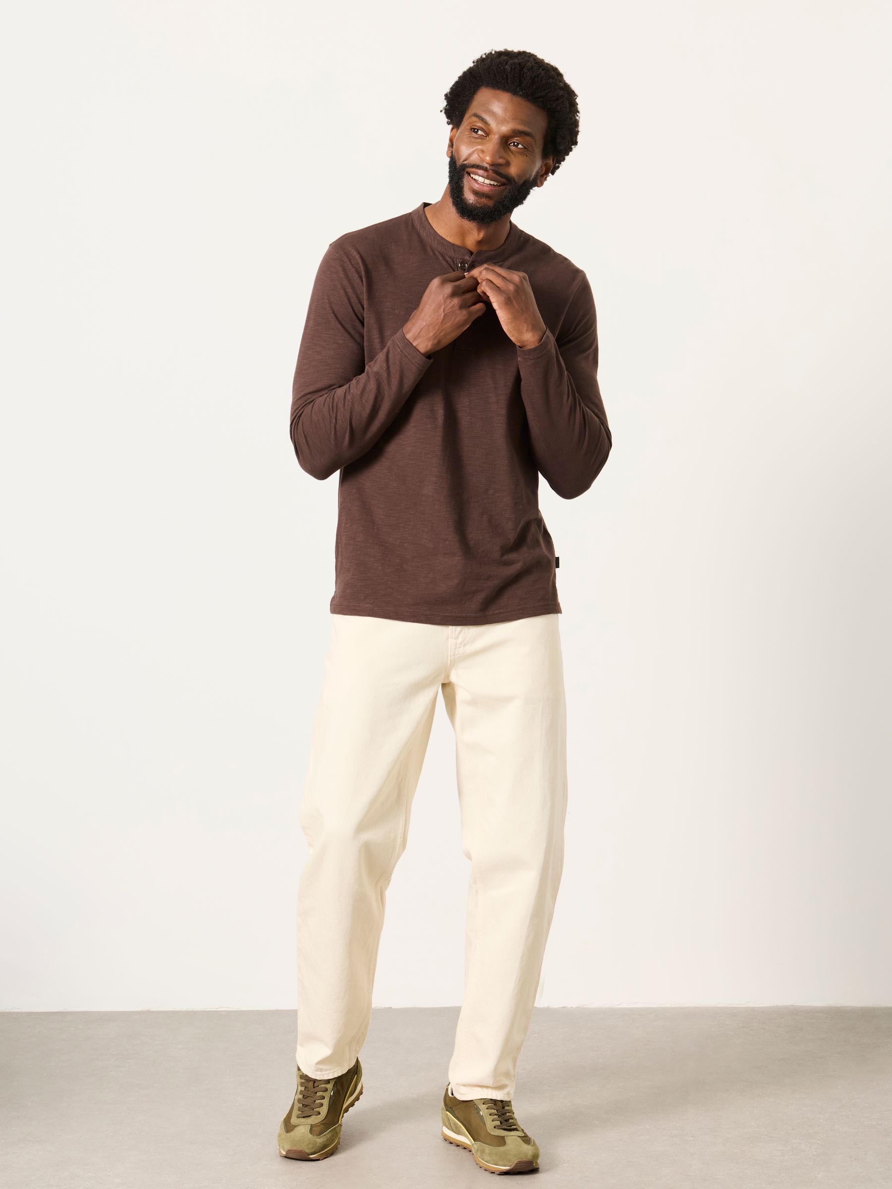 Henley Chocolate Brown Long Sleeve Woodside T-Shirt - Image 3 of 6