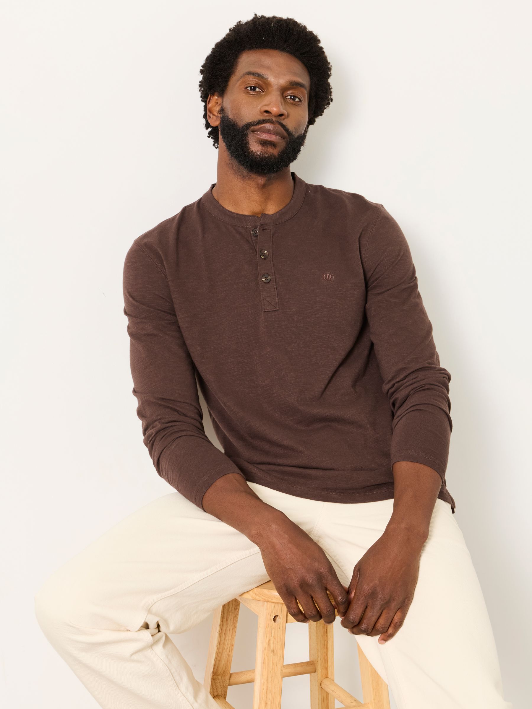 Henley Chocolate Brown Long Sleeve Woodside T-Shirt - Image 4 of 6