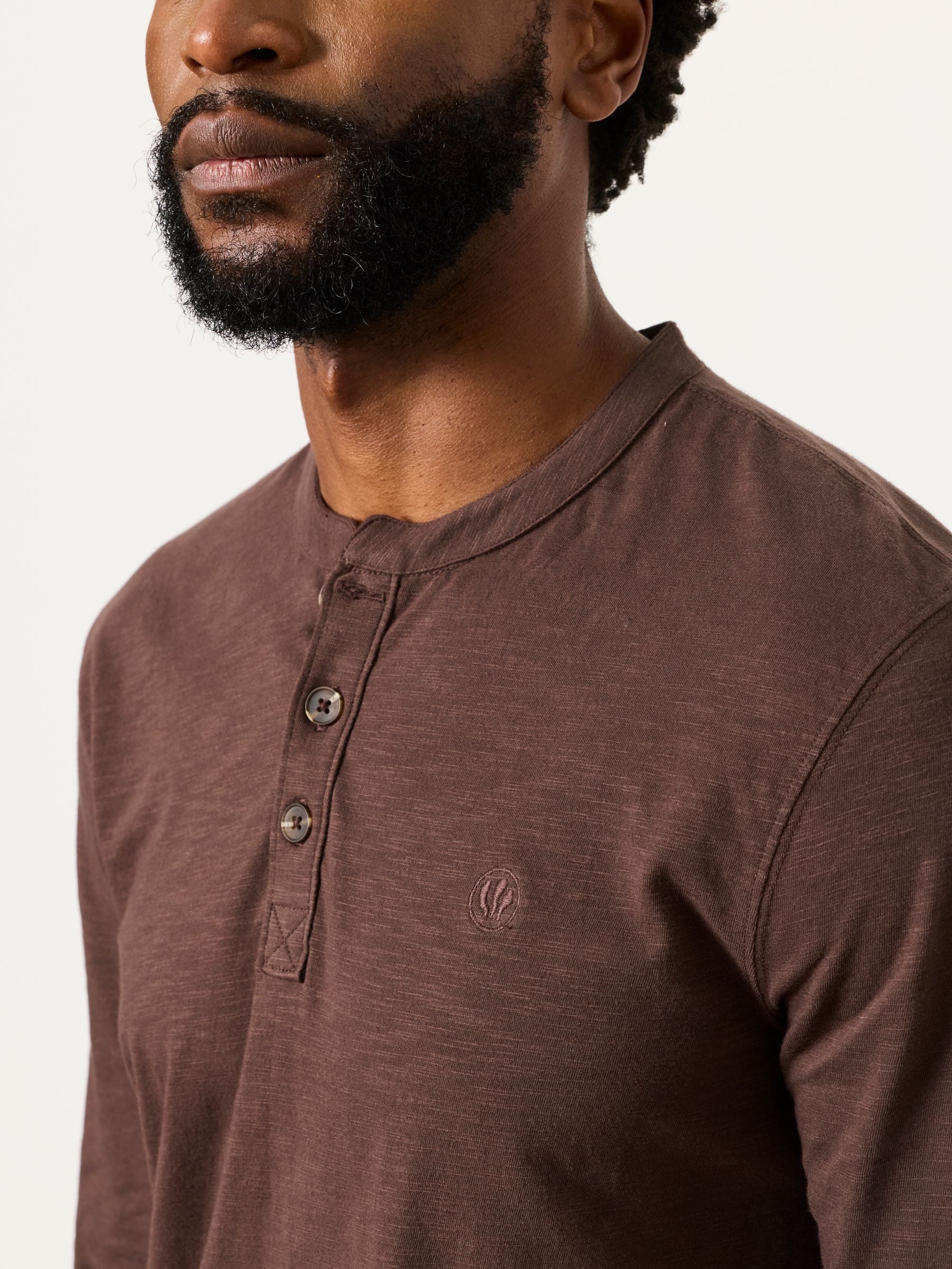 Henley Chocolate Brown Long Sleeve Woodside T-Shirt - Image 5 of 6