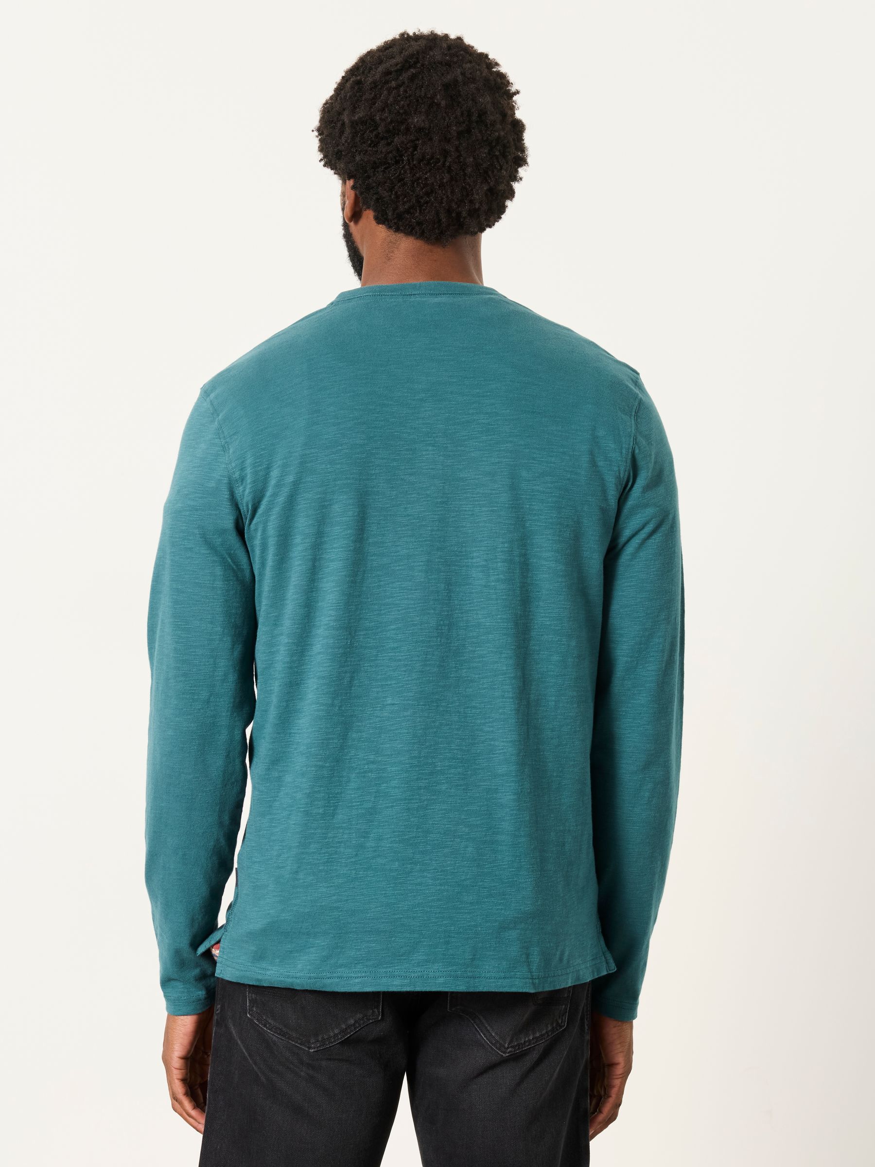 Henley Dark Teal Blue Long Sleeve Woodside T-Shirt - Image 2 of 6