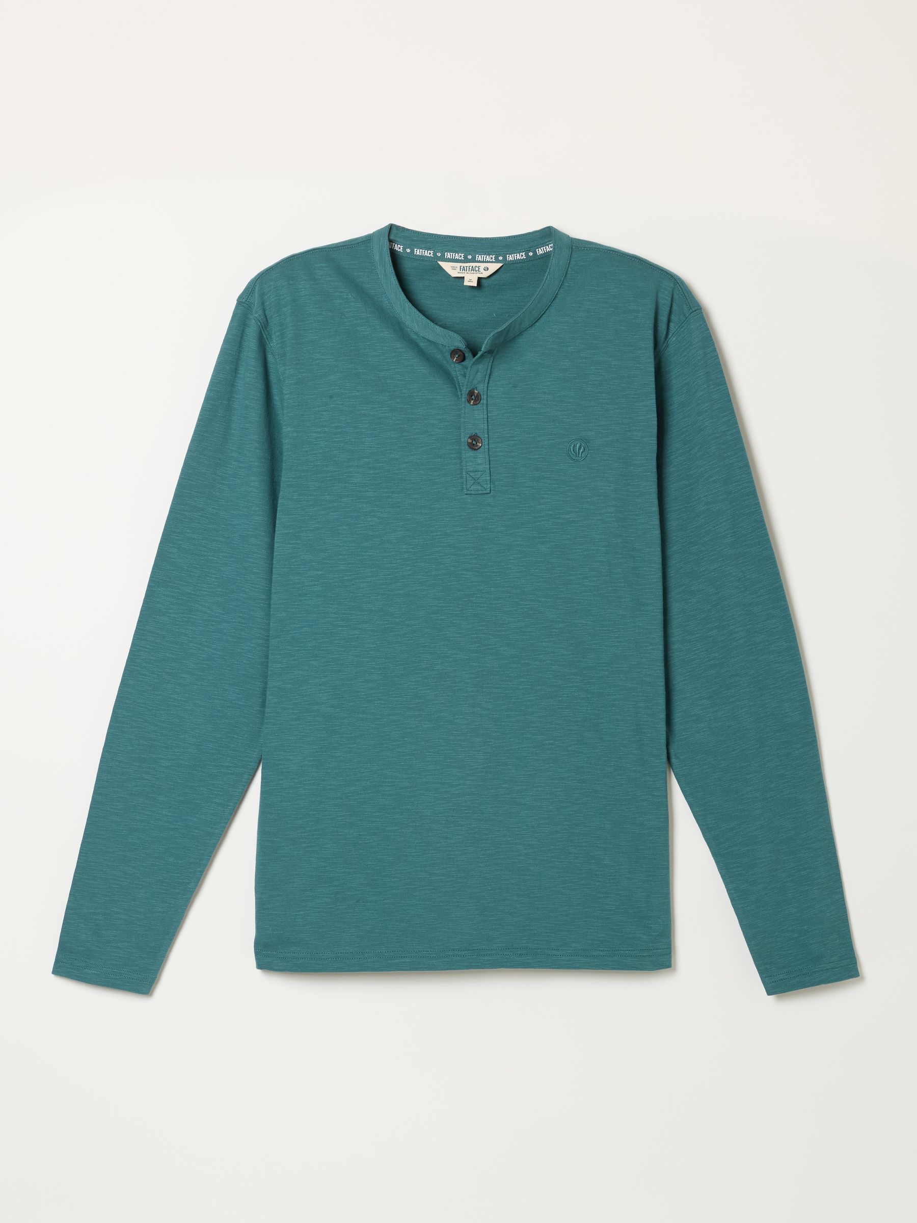 Henley Dark Teal Blue Long Sleeve Woodside T-Shirt - Image 6 of 6