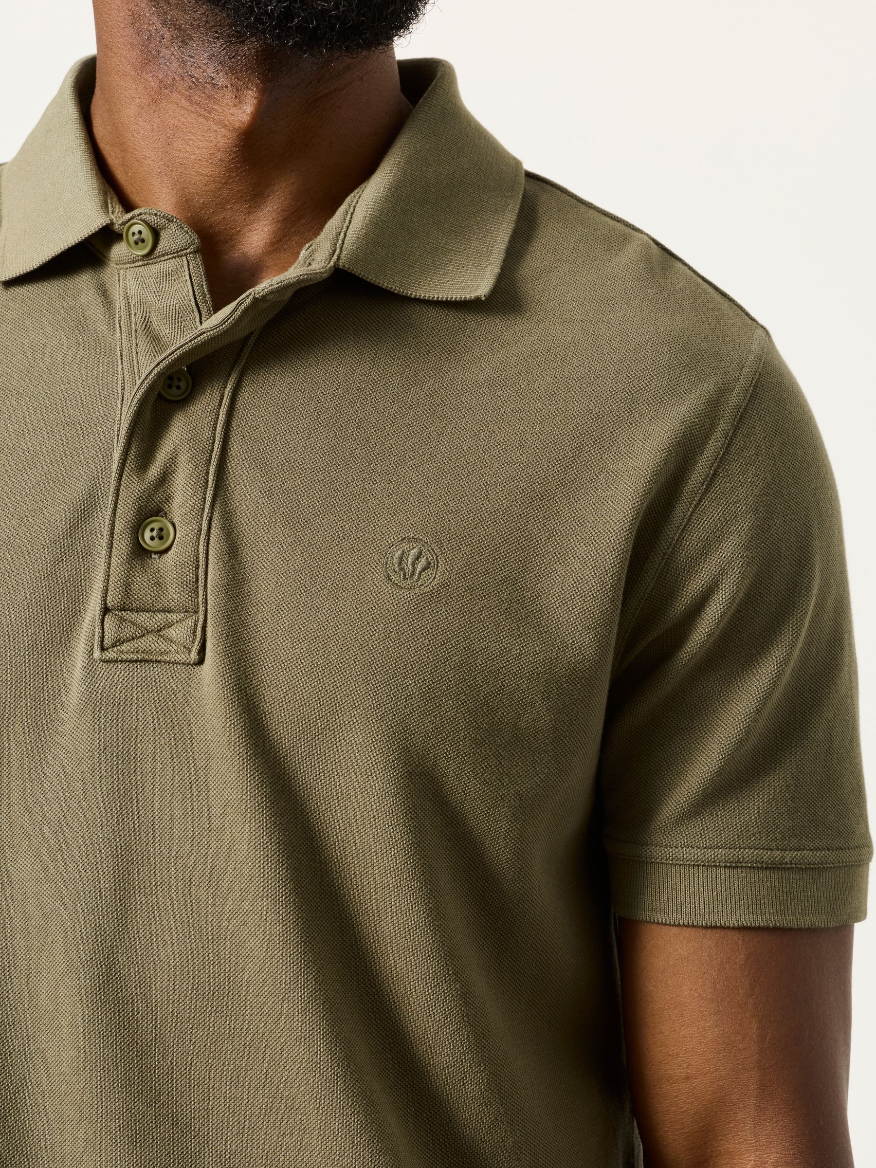 Khaki Green Short Sleeve Pique Polo Shirt - Image 3 of 7