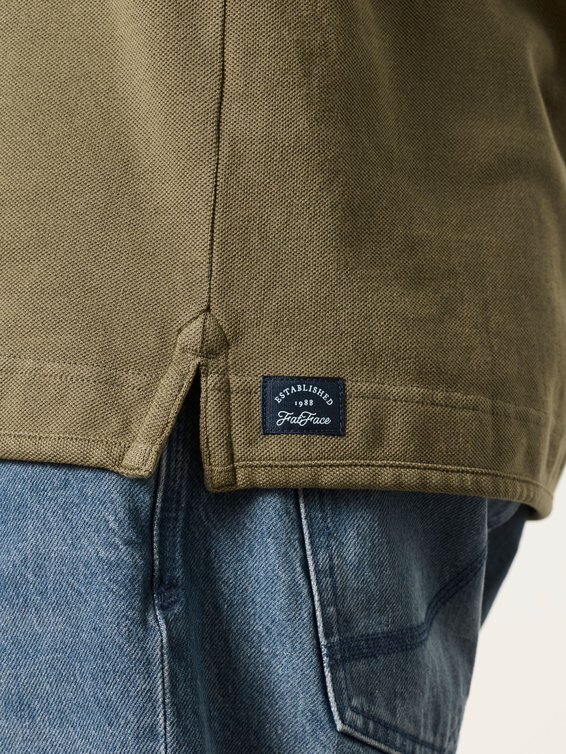 Khaki Green Short Sleeve Pique Polo Shirt - Image 5 of 7