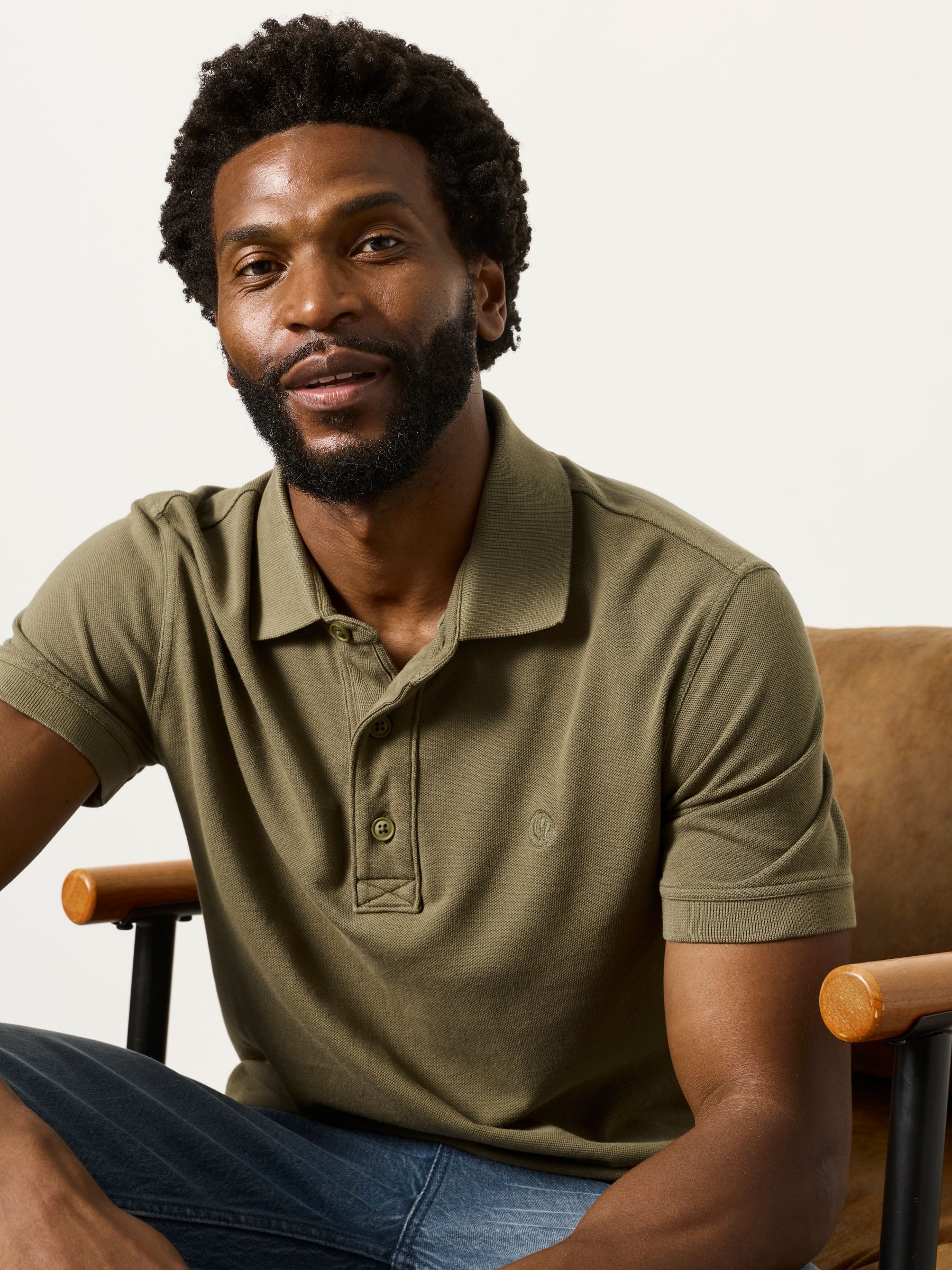 Khaki Green Short Sleeve Pique Polo Shirt | FatFace USA
