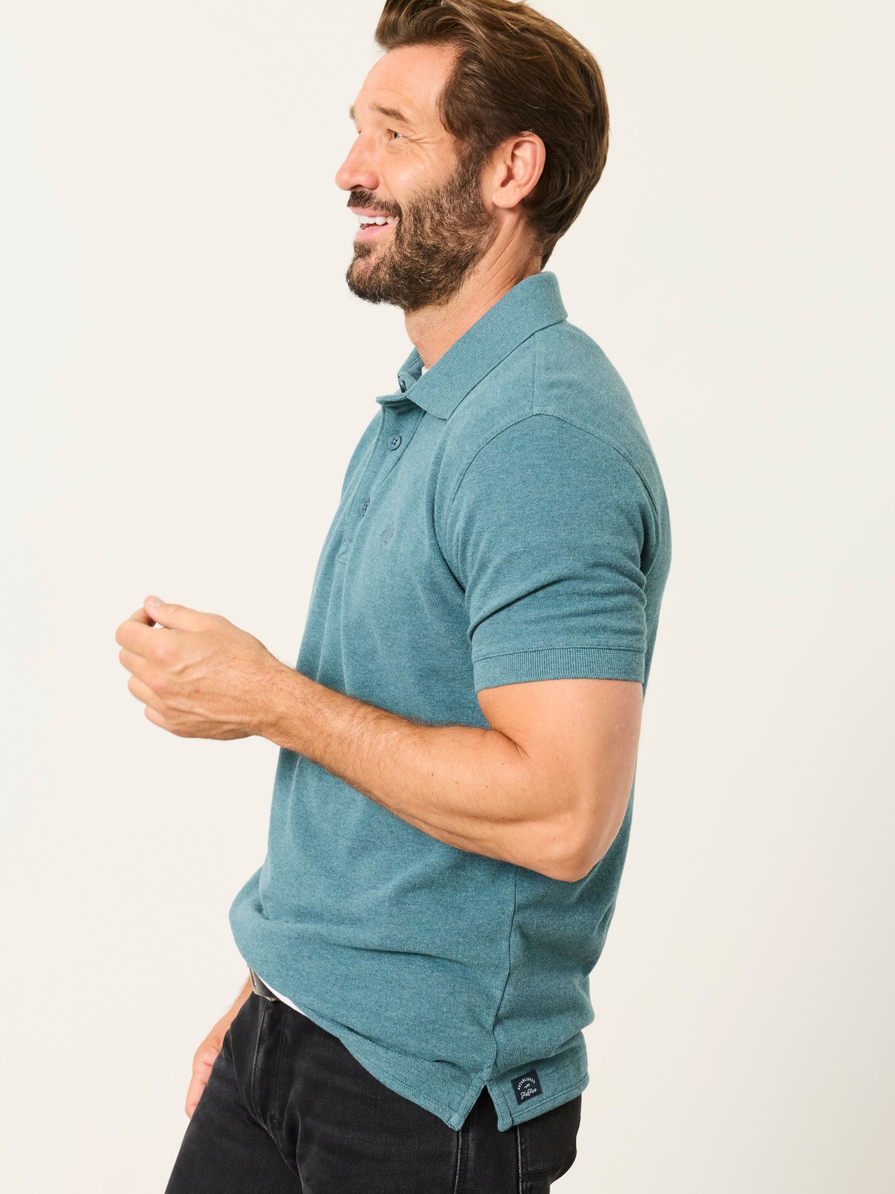 Dark Teal Blue Short Sleeve Pique Polo Shirt - Image 3 of 6