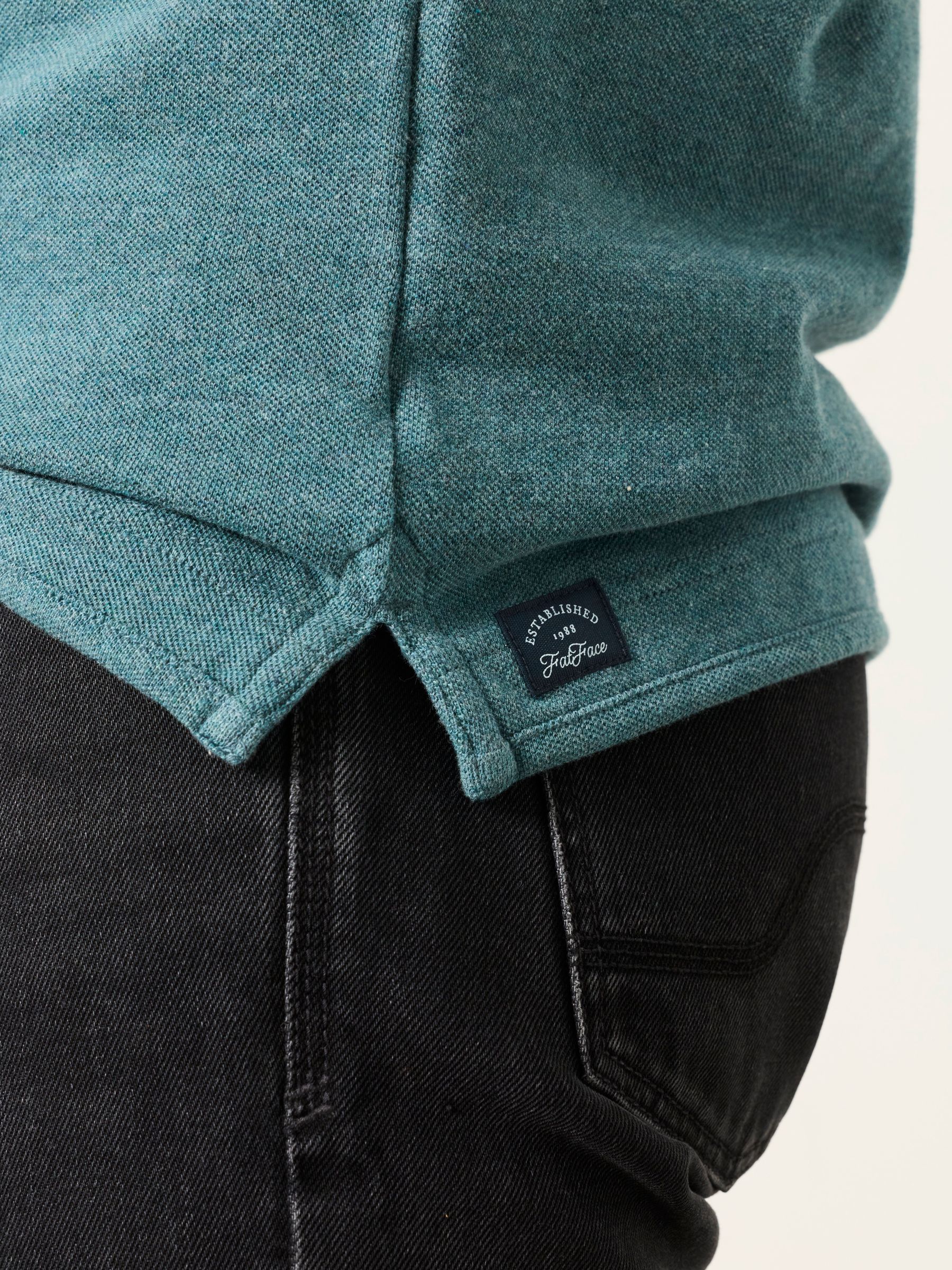 Dark Teal Blue Short Sleeve Pique Polo Shirt - Image 4 of 6