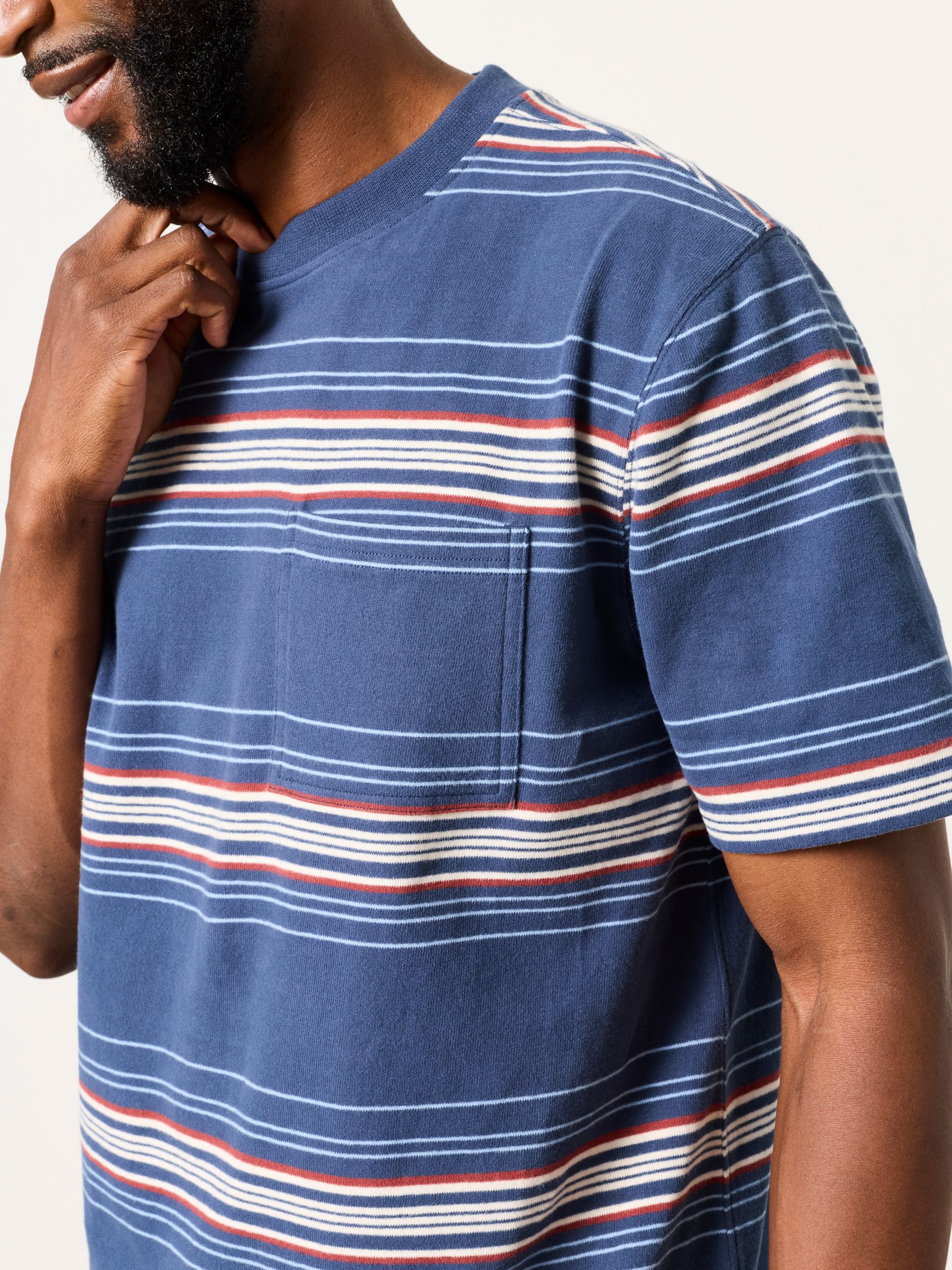 Blue Multi Stripe Short Sleeve Relaxed Fit T-Shirt - Image 4 of 6