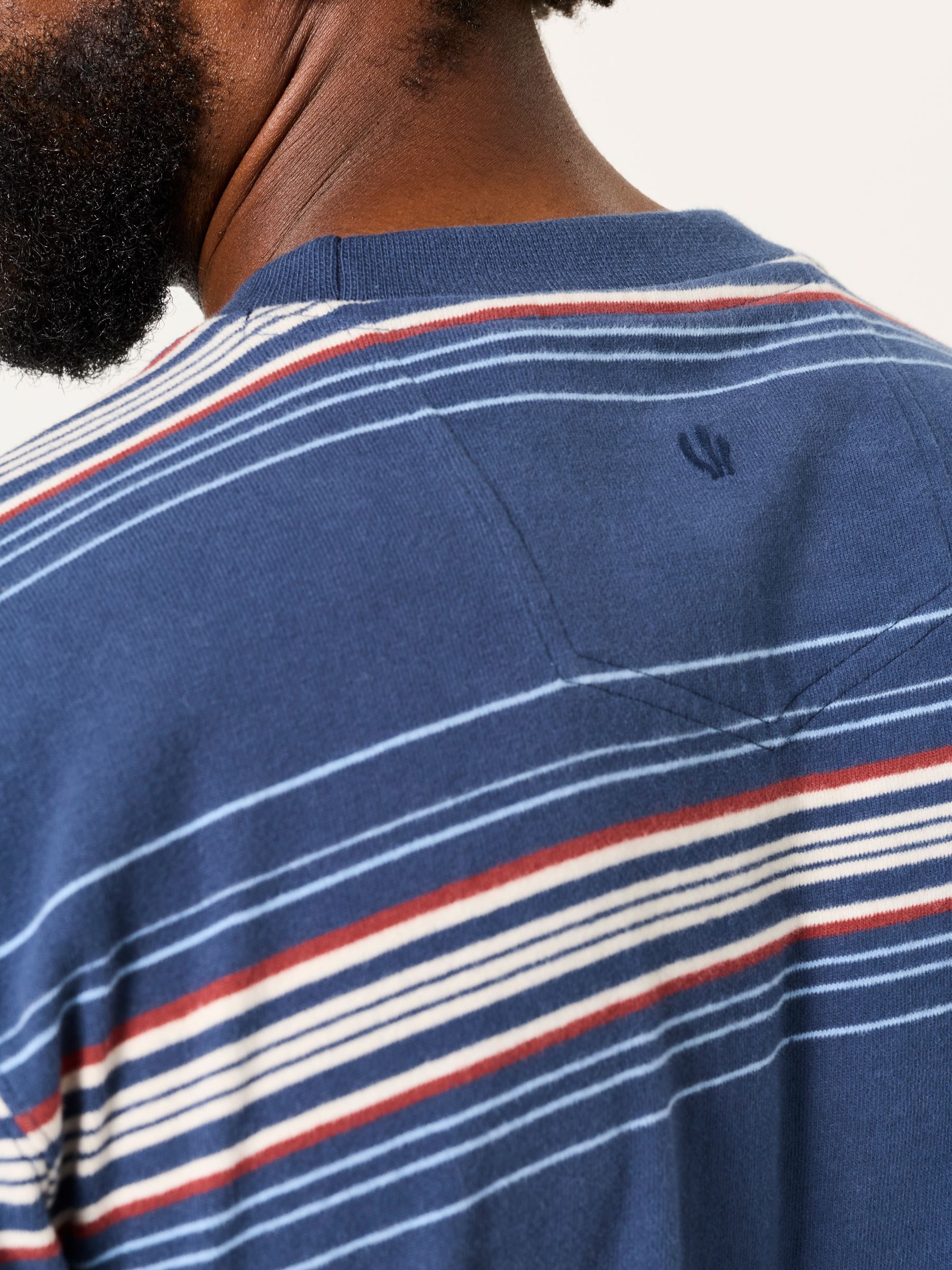 Blue Multi Stripe Short Sleeve Relaxed Fit T-Shirt - Image 5 of 6