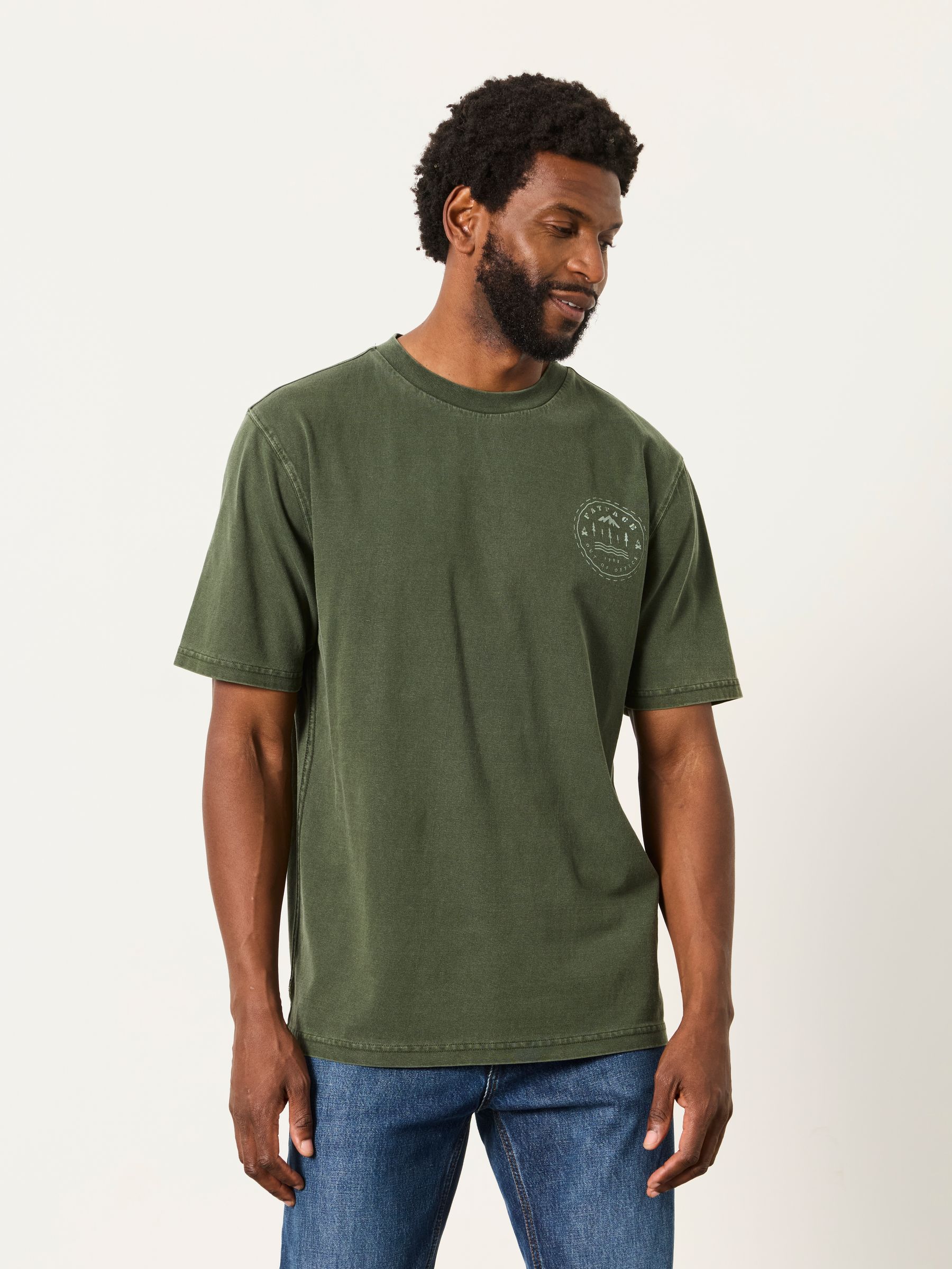 Mountain Graphic T-Shirt in Khaki Green - Image 1 of 6 Mountain Graphic T-Shirt in Khaki Green - Image 1 of 6