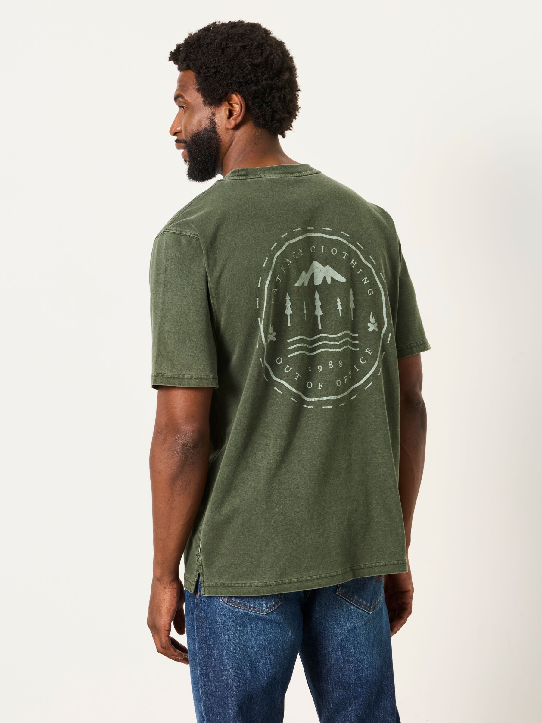 Mountain Graphic T-Shirt in Khaki Green - Image 2 of 6