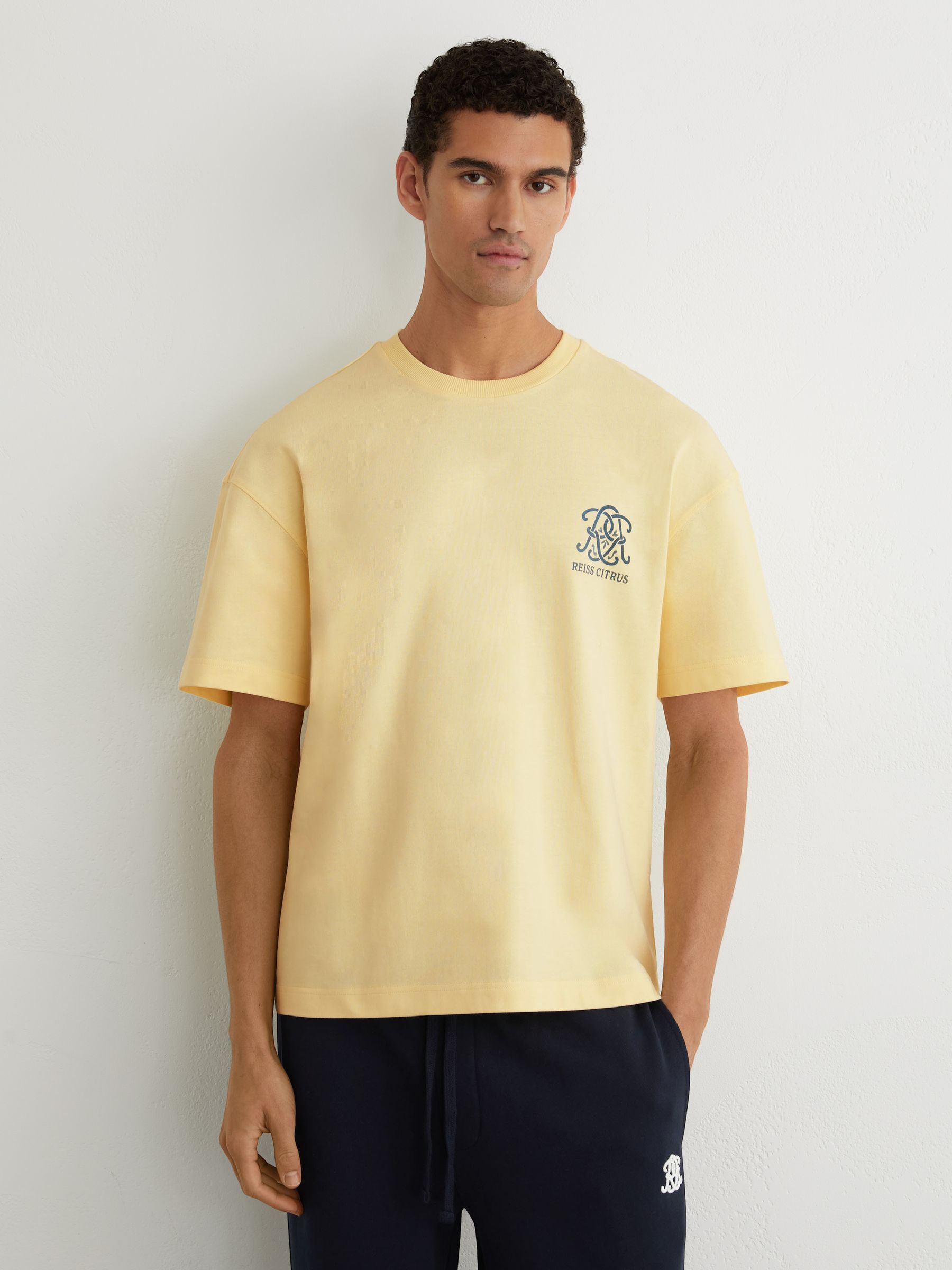 Monogram Citrus Relaxed-Fit T-Shirt in Yellow - Image 1 of 7