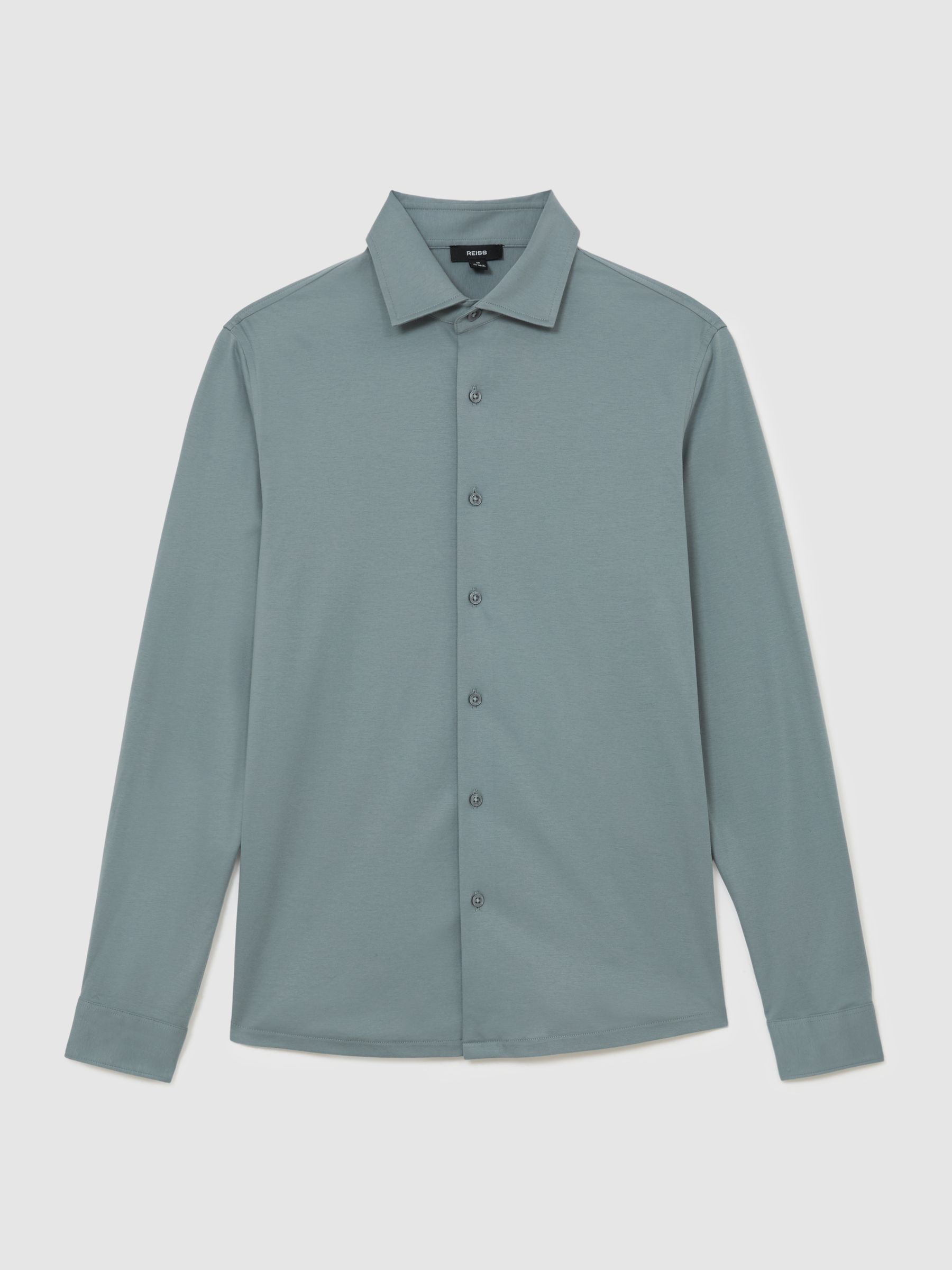 Air-Water Cotton Slim-Fit Shirt in Steel Blue - Image 2 of 6 Air-Water Cotton Slim-Fit Shirt in Steel Blue - Image 2 of 6