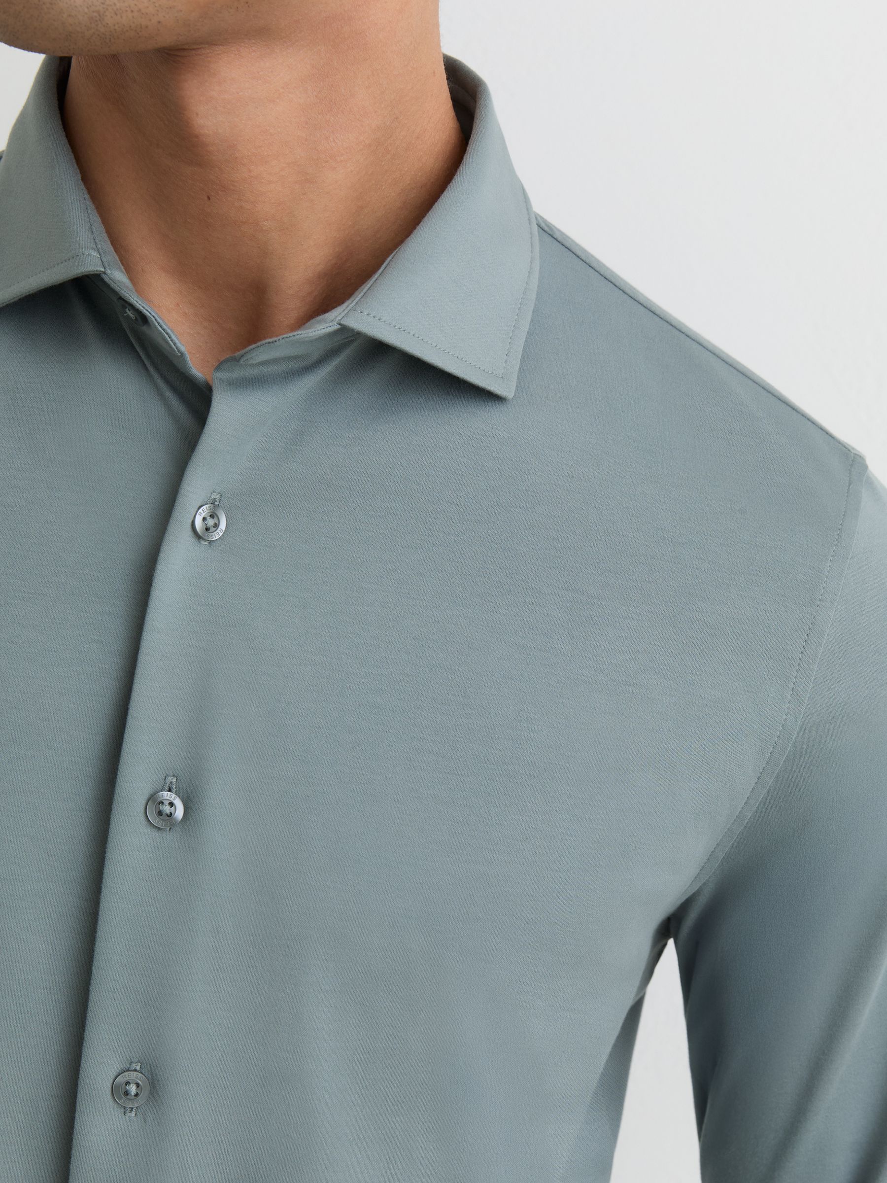 Air-Water Cotton Slim-Fit Shirt in Steel Blue - Image 4 of 6