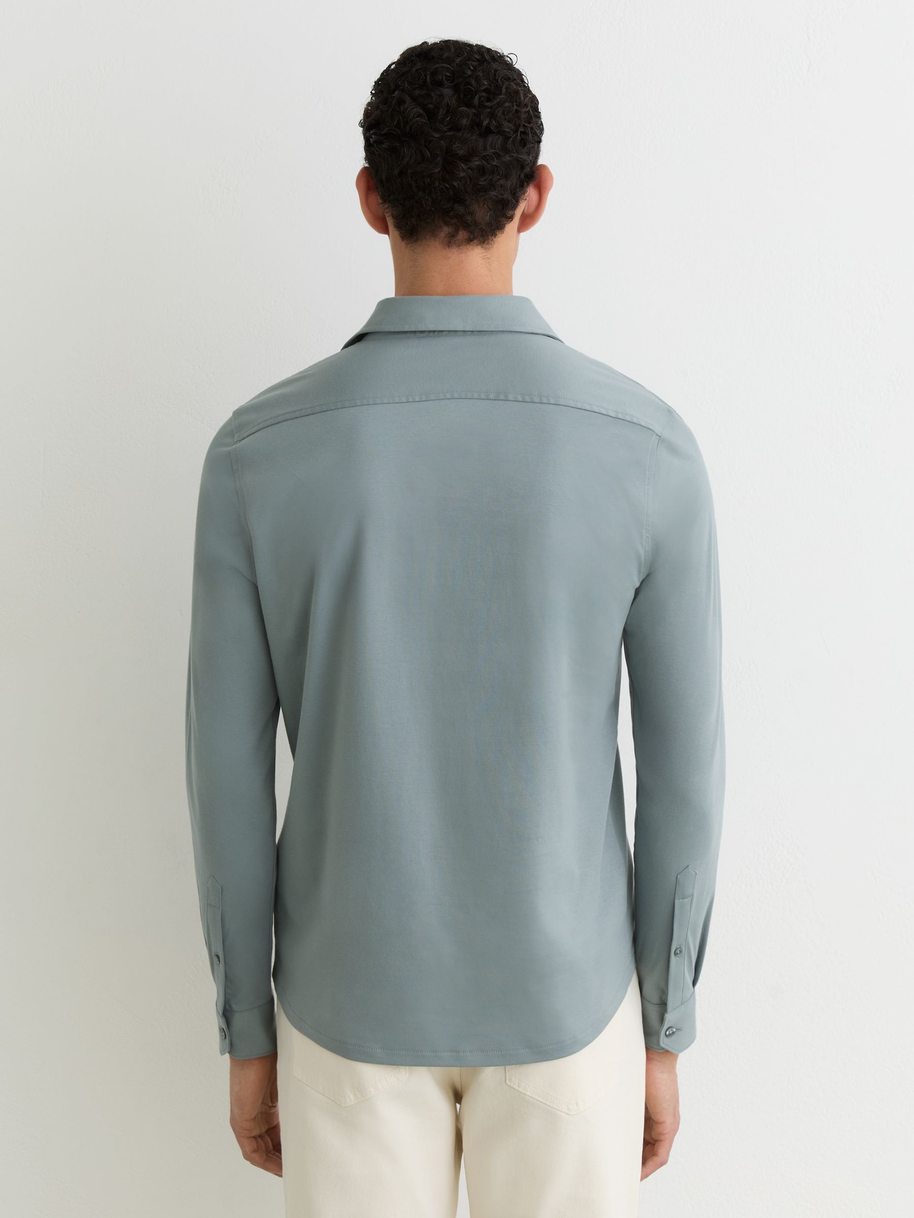 Air-Water Cotton Slim-Fit Shirt in Steel Blue - image 4