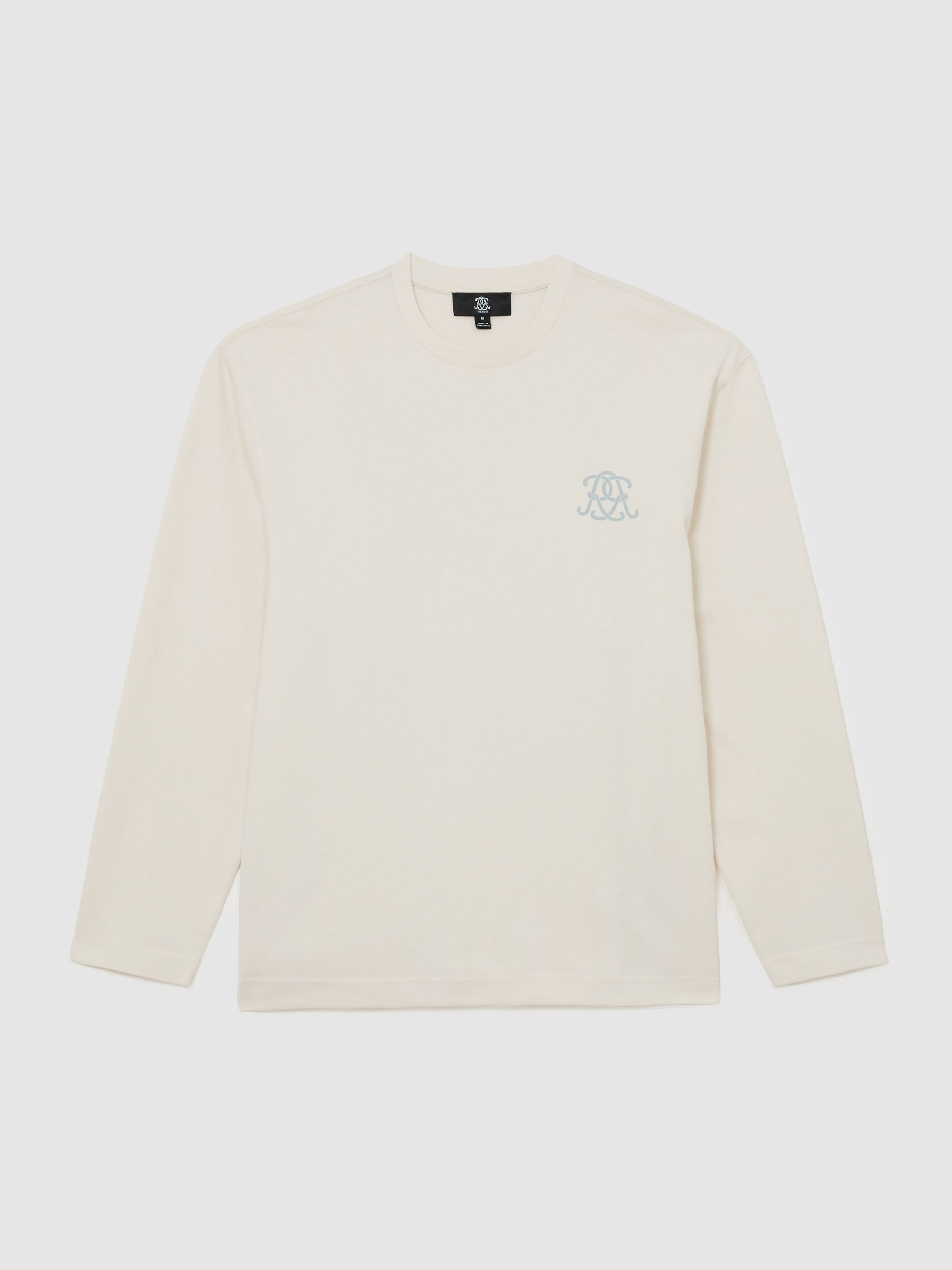 Monogram Butter-Print Long-Sleeve Relaxed T-Shirt in White - Image 2 of 5