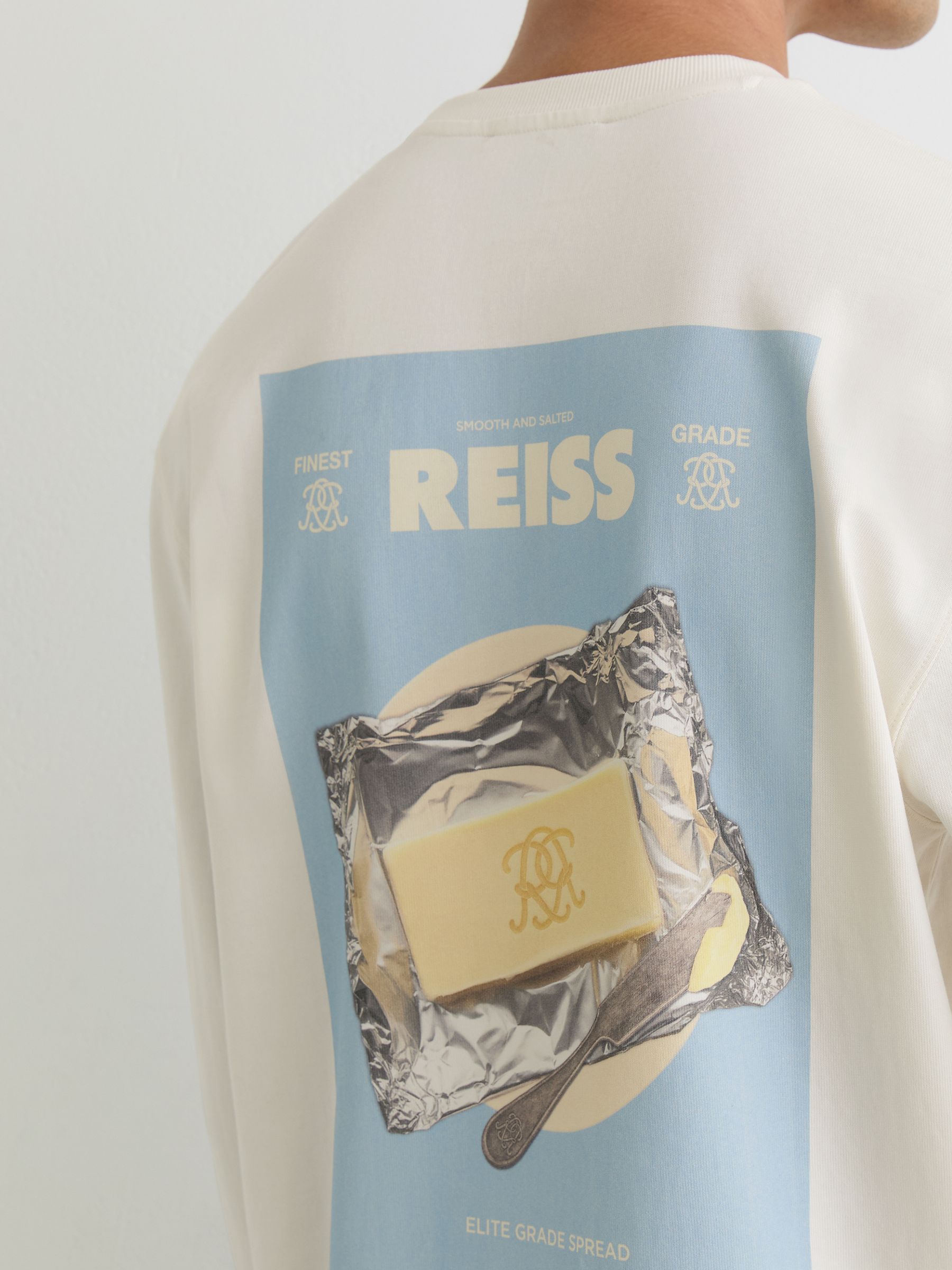 Monogram Butter-Print Long-Sleeve Relaxed T-Shirt in White - Image 4 of 5