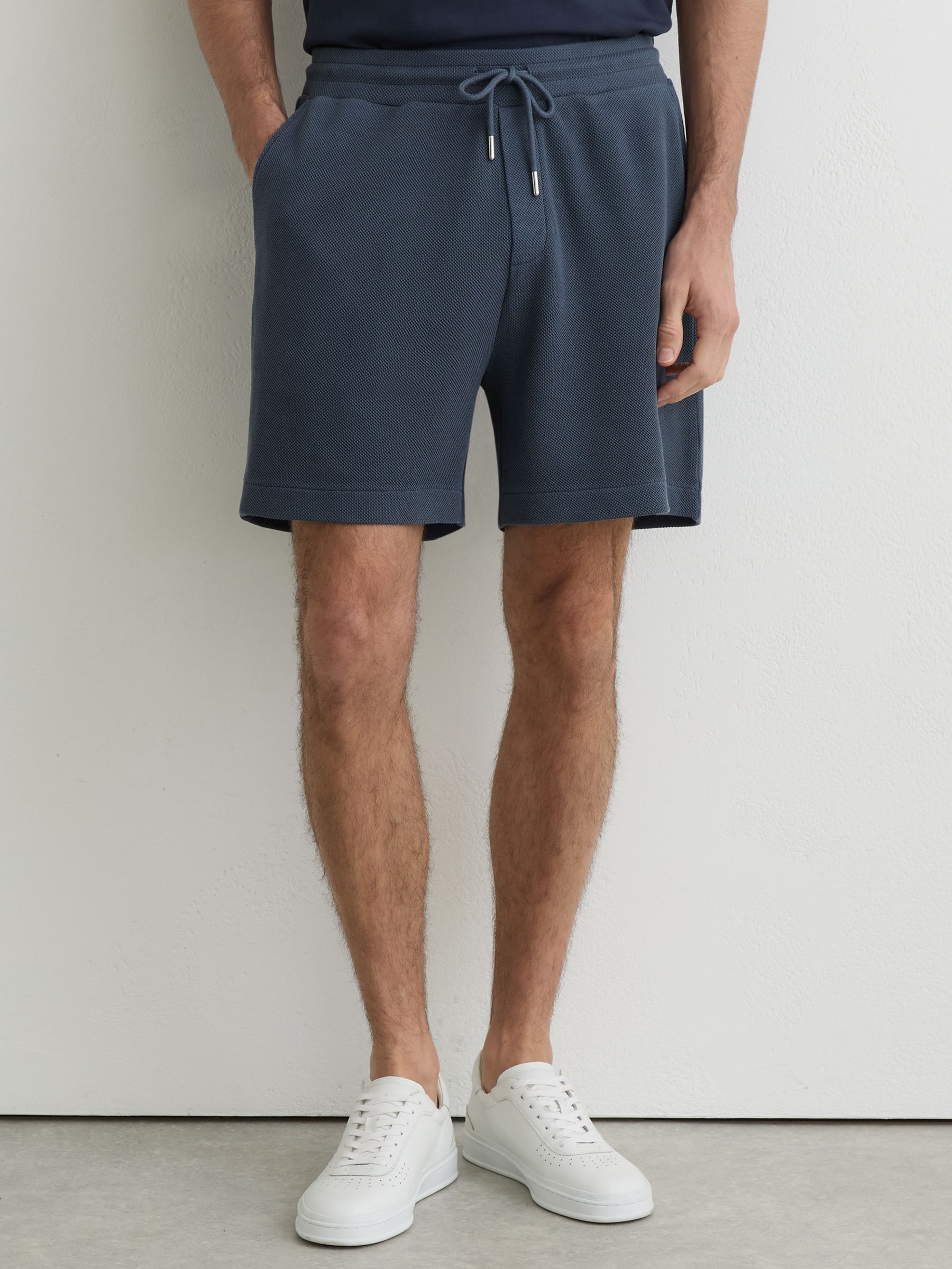 Cotton-Pique Garment-Dyed Shorts in Airforce Blue - image 5