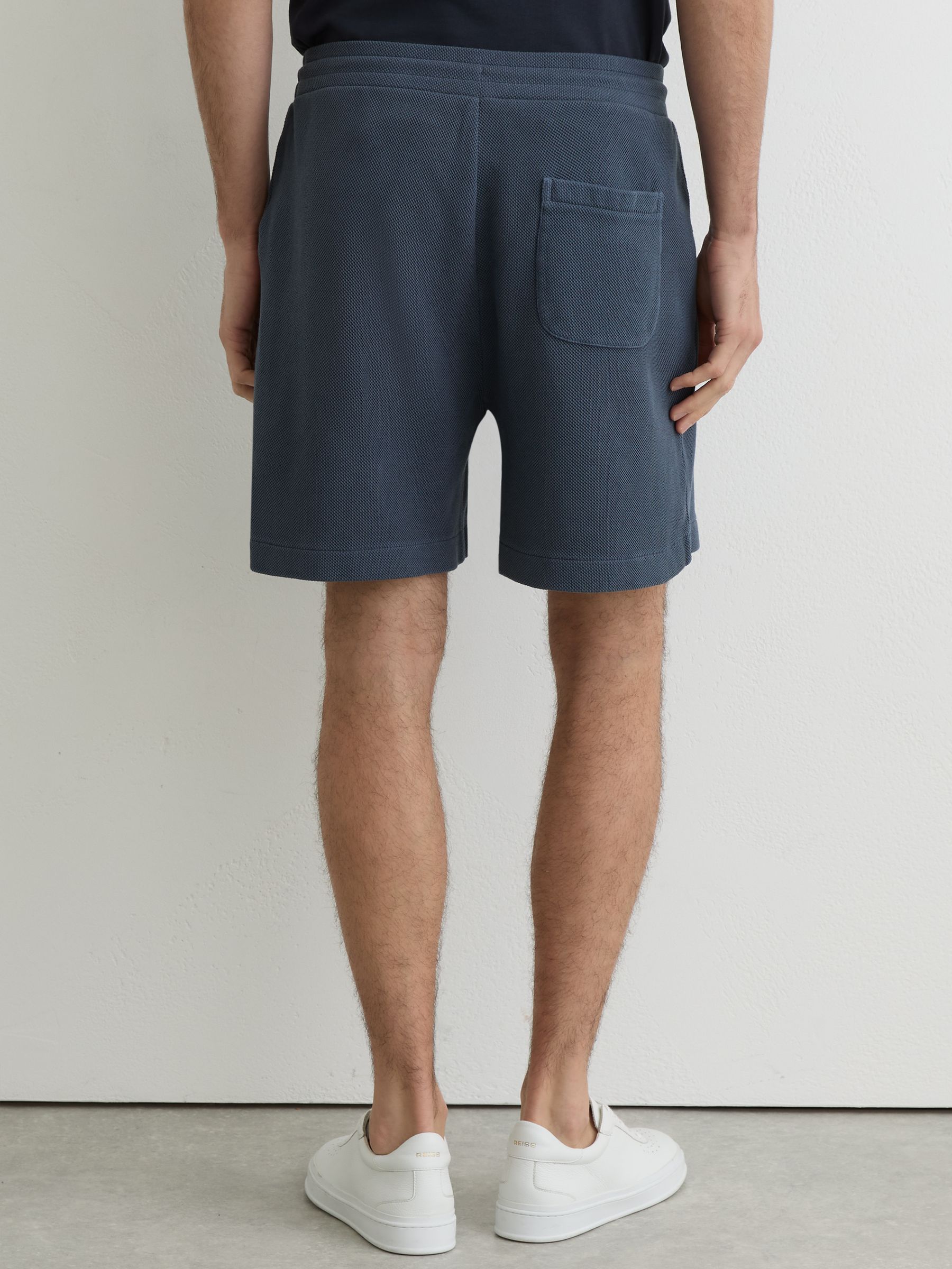 Cotton-Pique Garment-Dyed Shorts in Airforce Blue - image 4