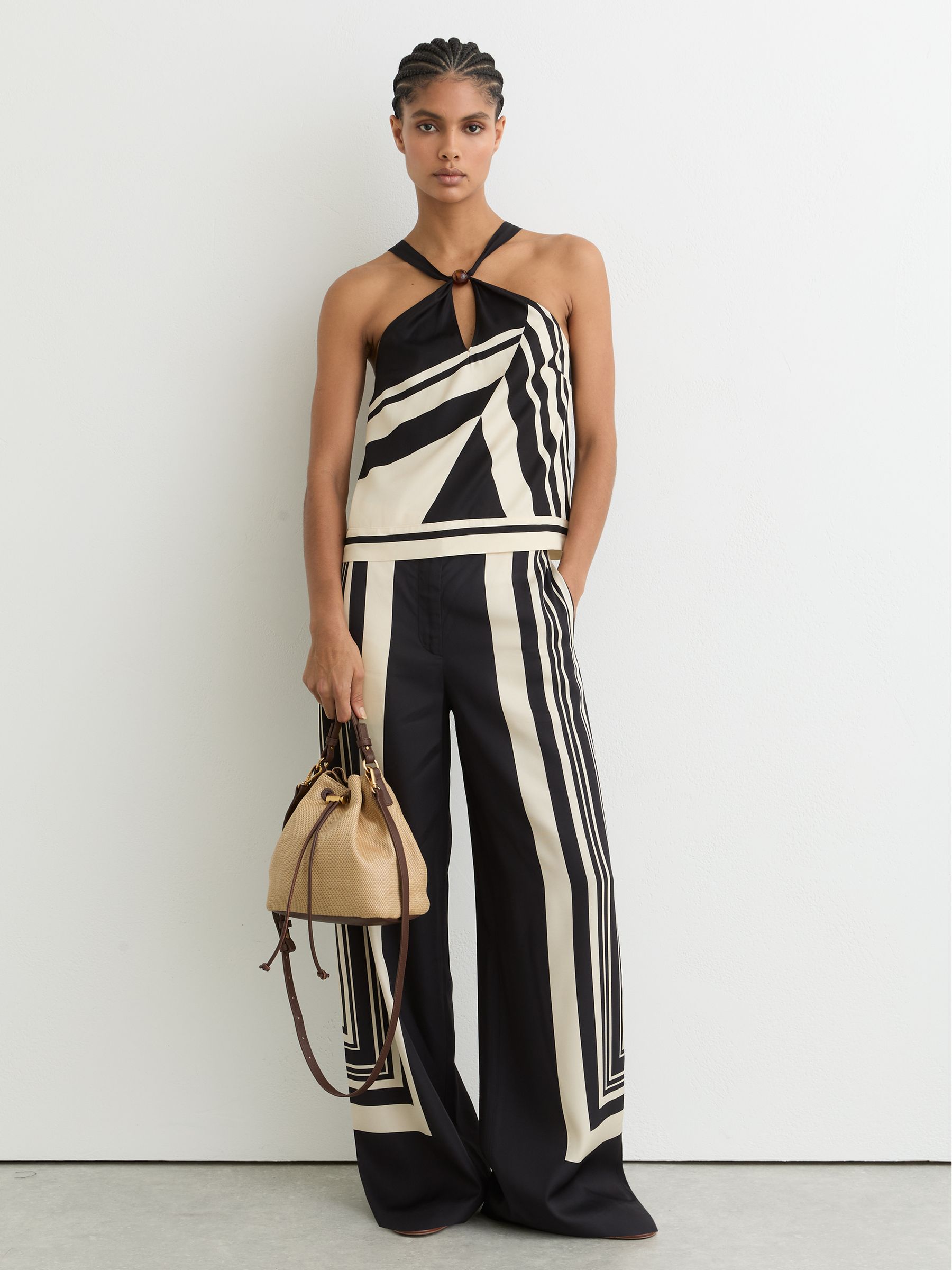 Raffia-Effect Drawcord Bucket Bag in Natural - image 1
