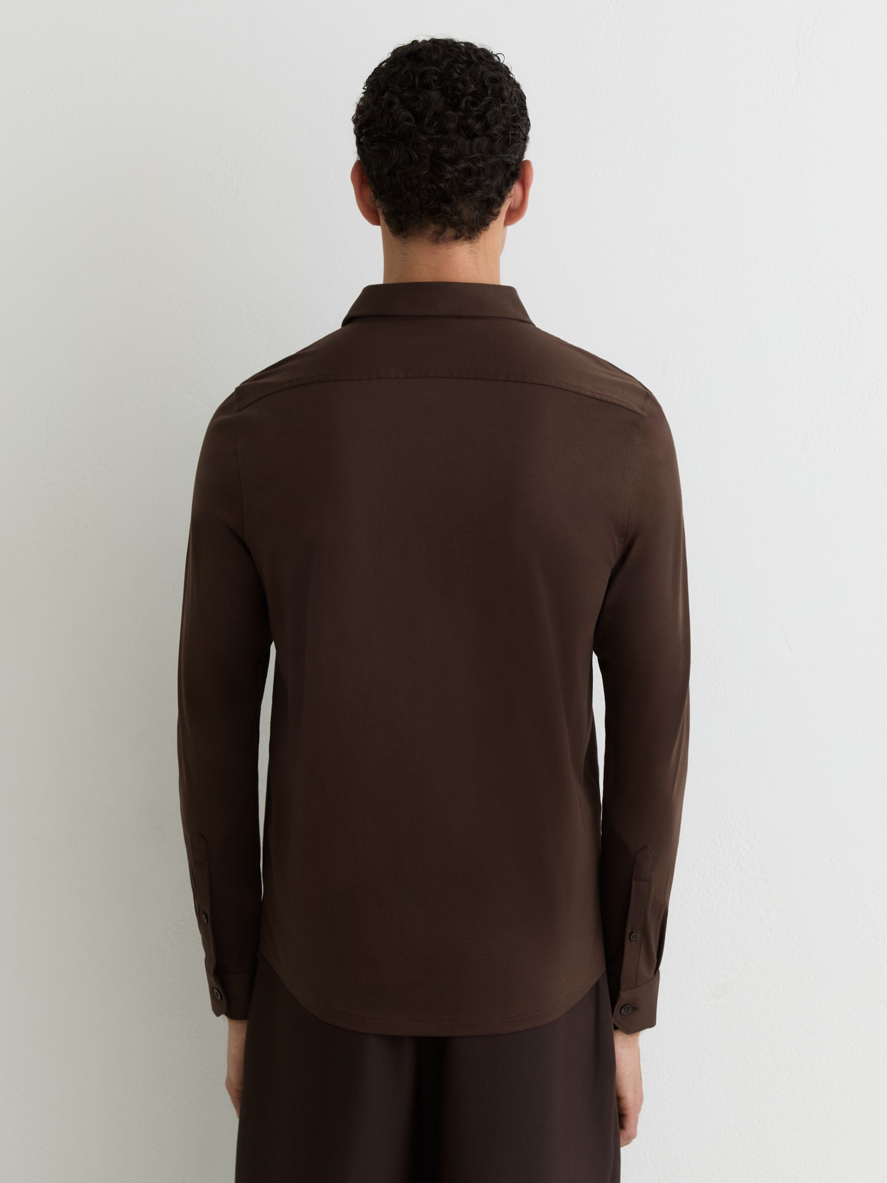 Air-Water Cotton Slim-Fit Shirt in Brown - Image 5 of 6