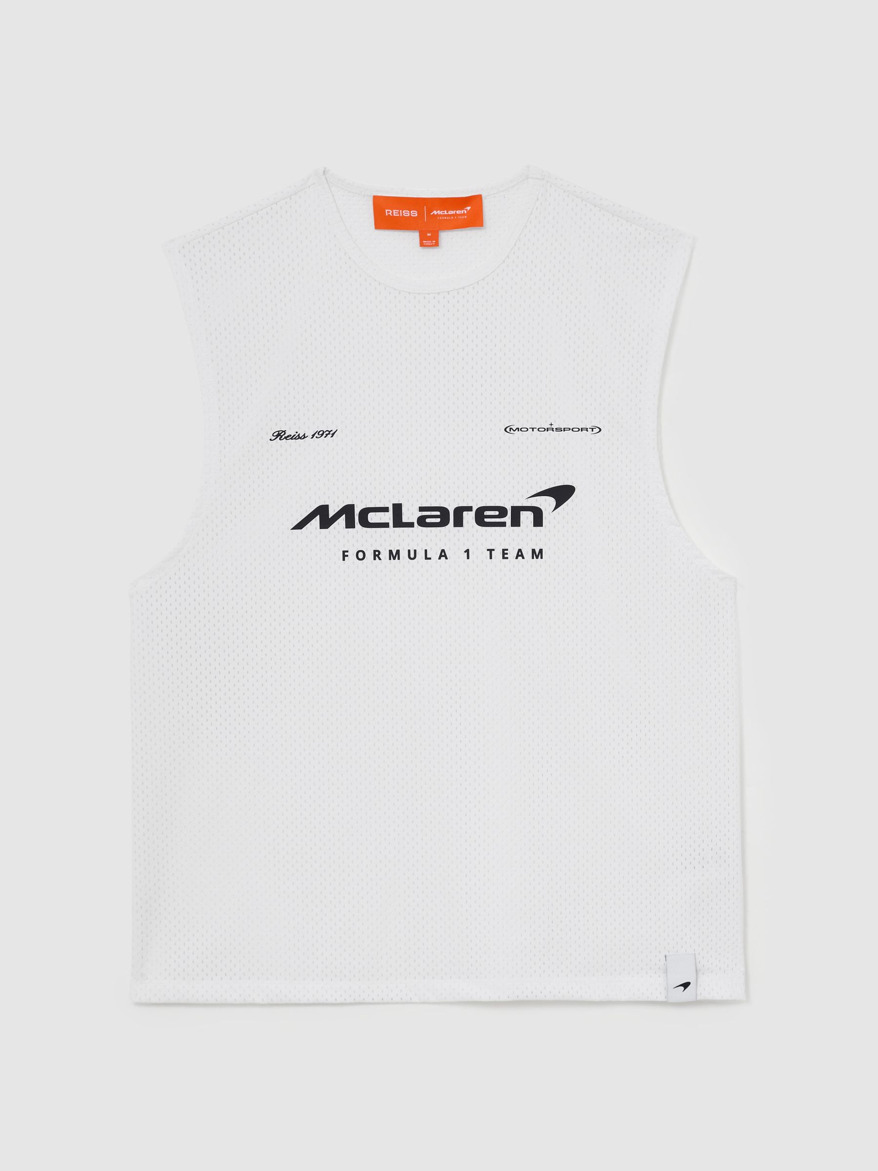 McLaren Racing Logo-Print Mesh Vest in White - Image 2 of 8