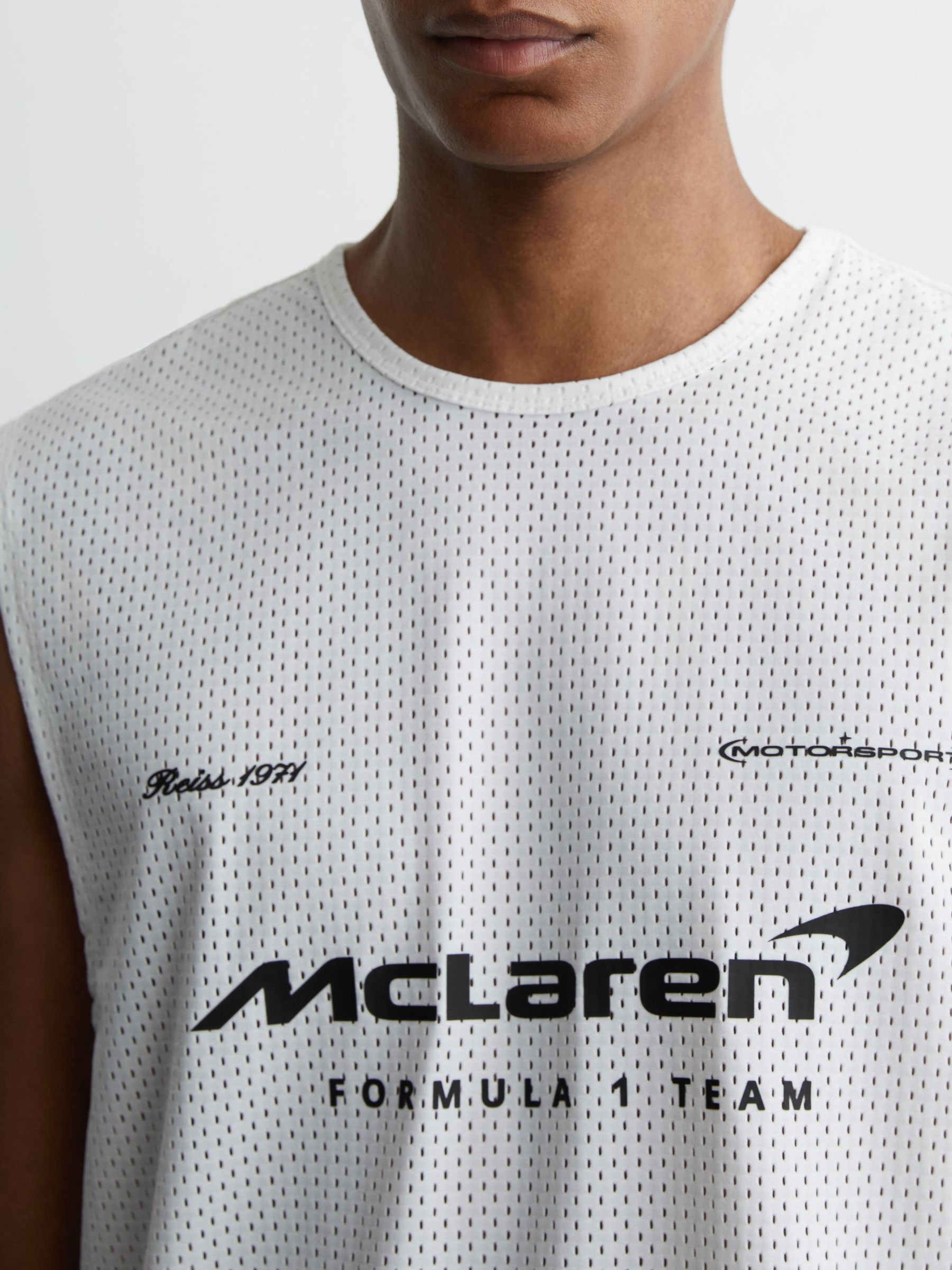 McLaren Racing Logo-Print Mesh Vest in White - Image 3 of 8