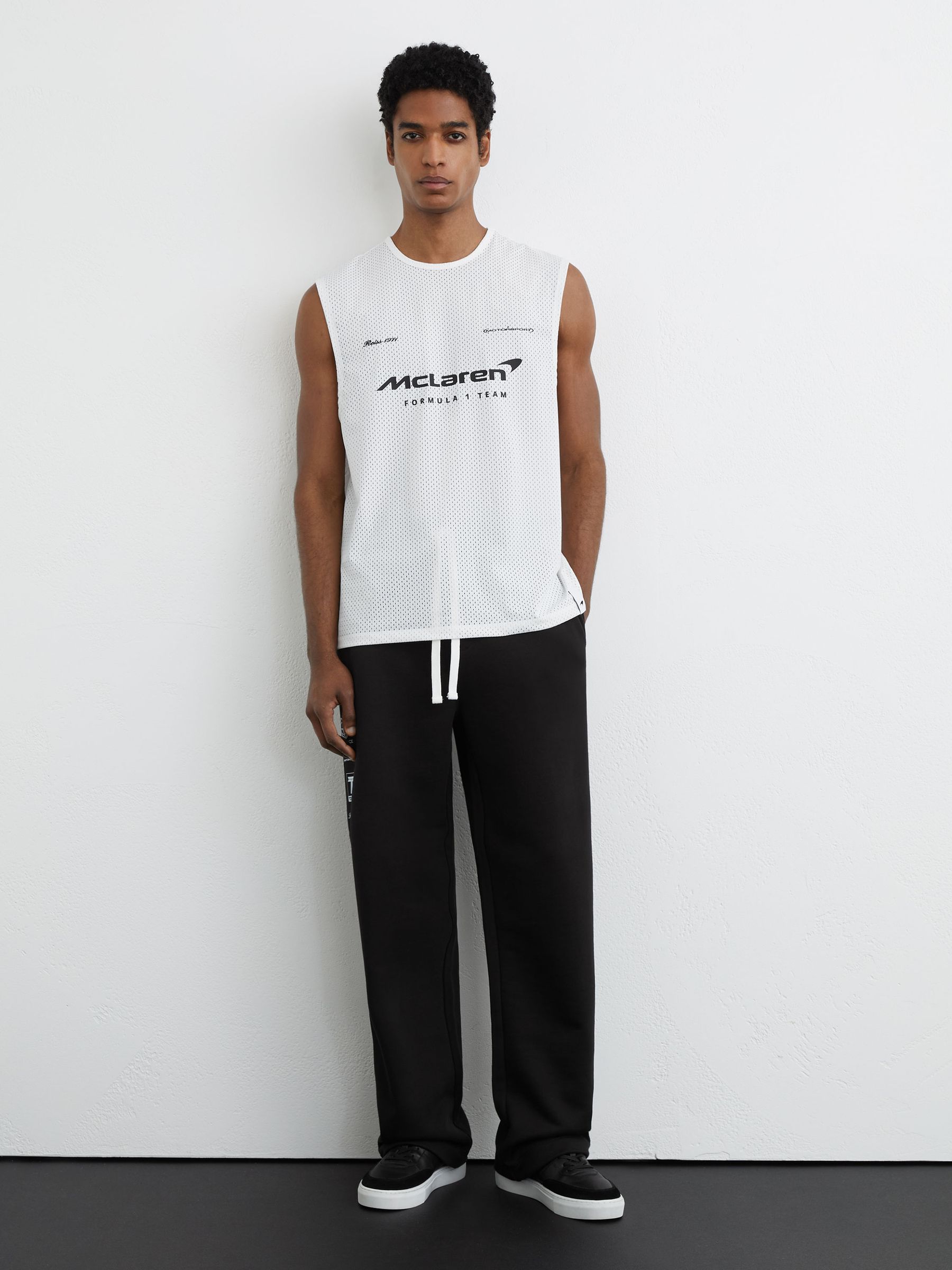 McLaren Racing Logo-Print Mesh Vest in White - Image 4 of 8