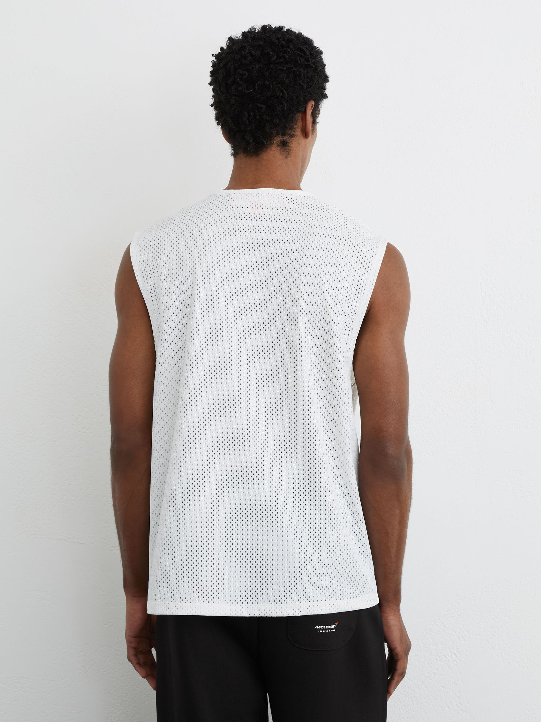 McLaren Racing Logo-Print Mesh Vest in White - Image 6 of 8