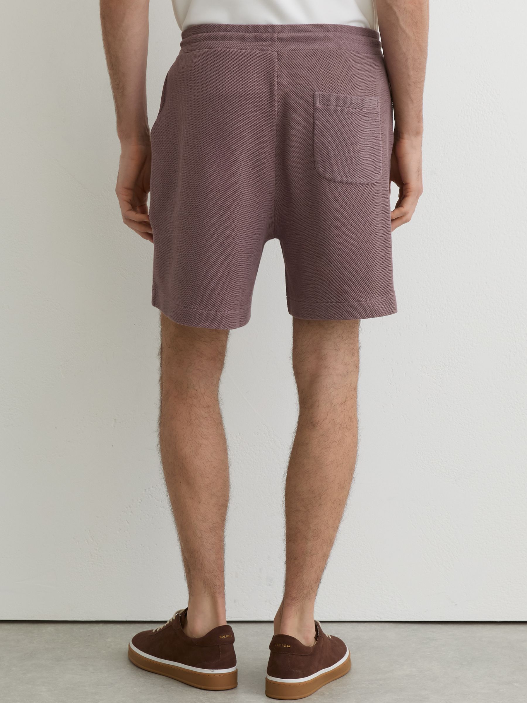 Cotton-Pique Garment-Dyed Shorts in Mauve Pink - image 5