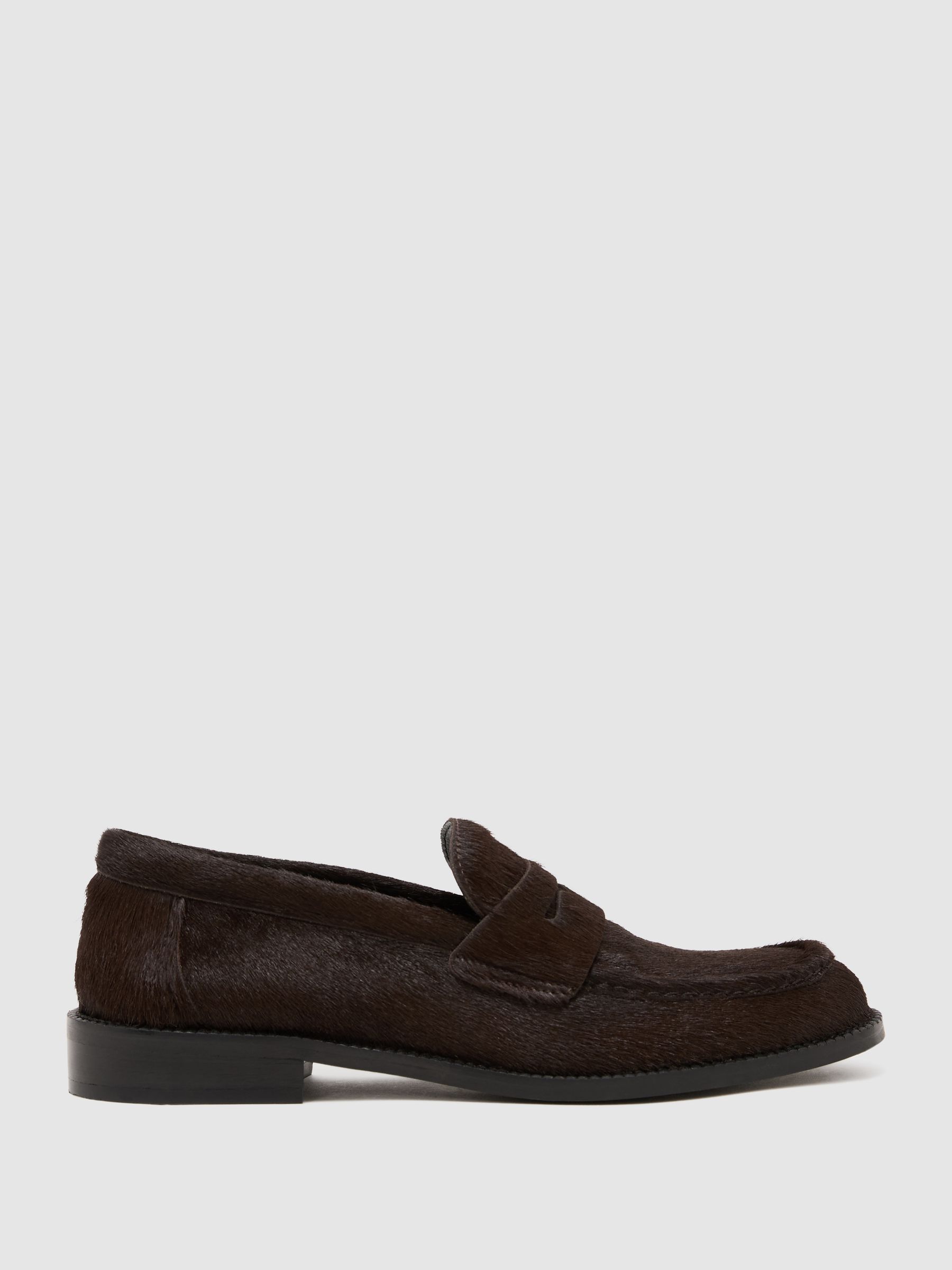 Pony-Hair Penny Loafers in Chocolate - Image 1 of 5