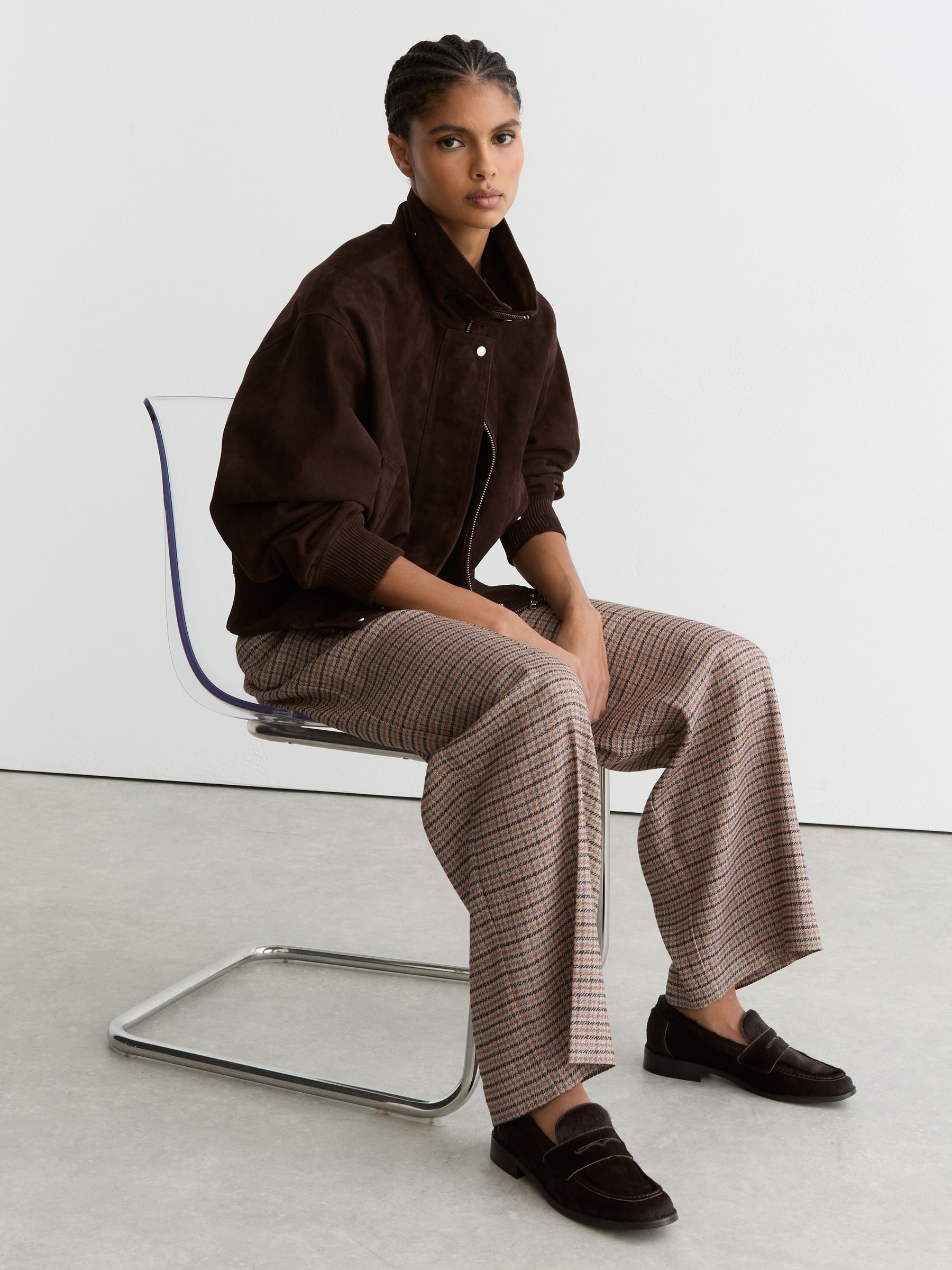 Leather Pony-Effect Loafers in Chocolate - image 5