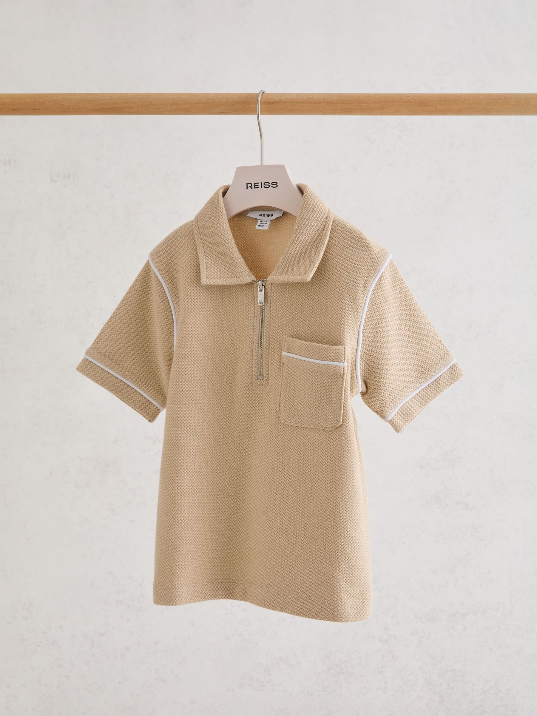 Polo Shirt in Oatmeal - Image 1 of 3 Polo Shirt in Oatmeal - Image 1 of 3