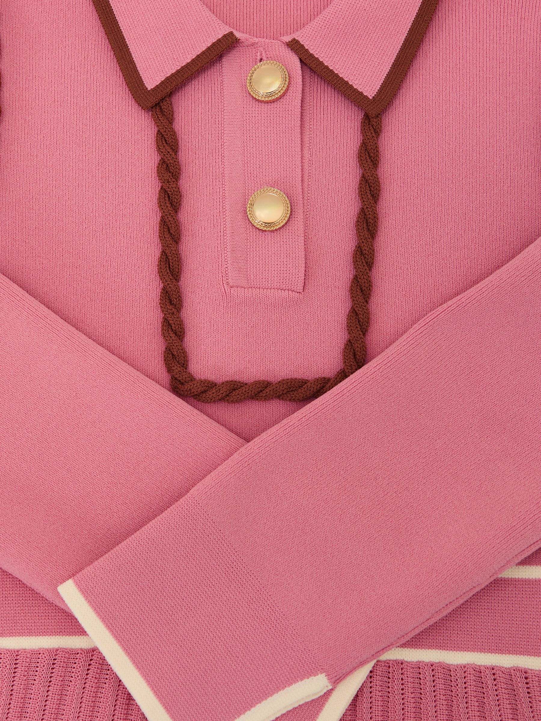 13-14 yrs Piped Knitted Skater Dress in Pink - Image 4 of 4