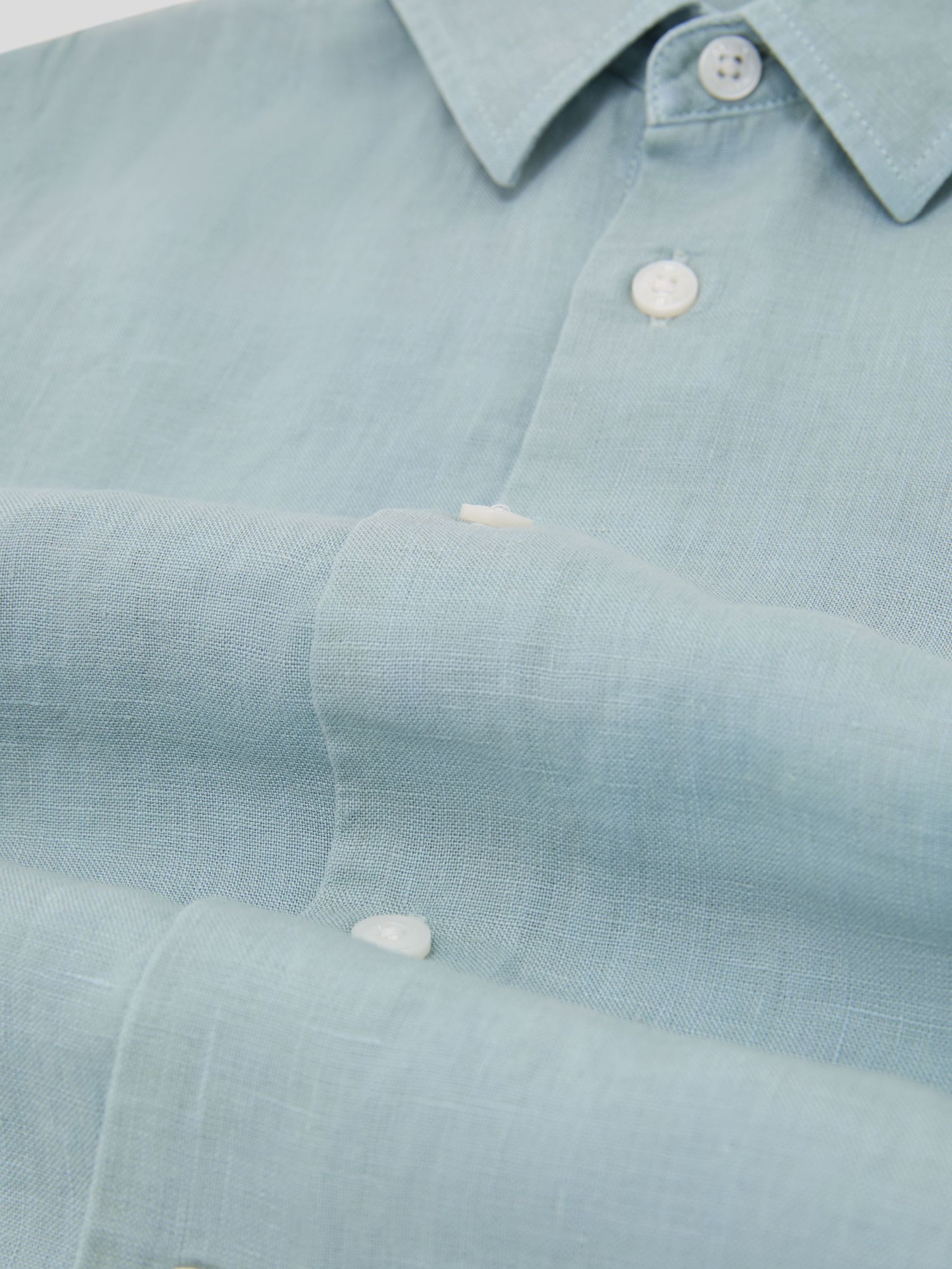 Linen Short-Sleeve Button-Through Shirt in Pale Blue - Image 3 of 3