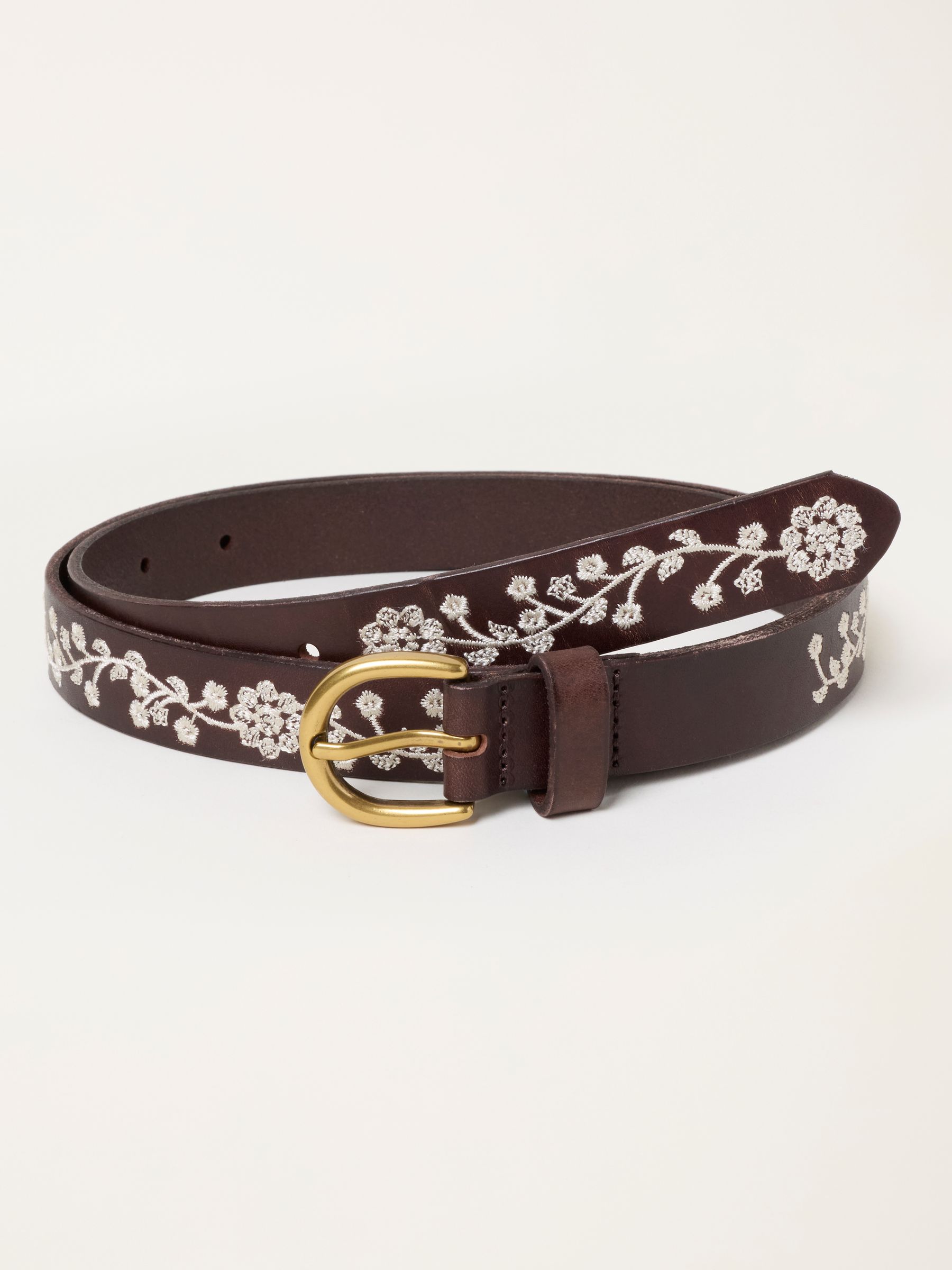 Chocolate Brown Floral Embroidered Belt | FatFace USA