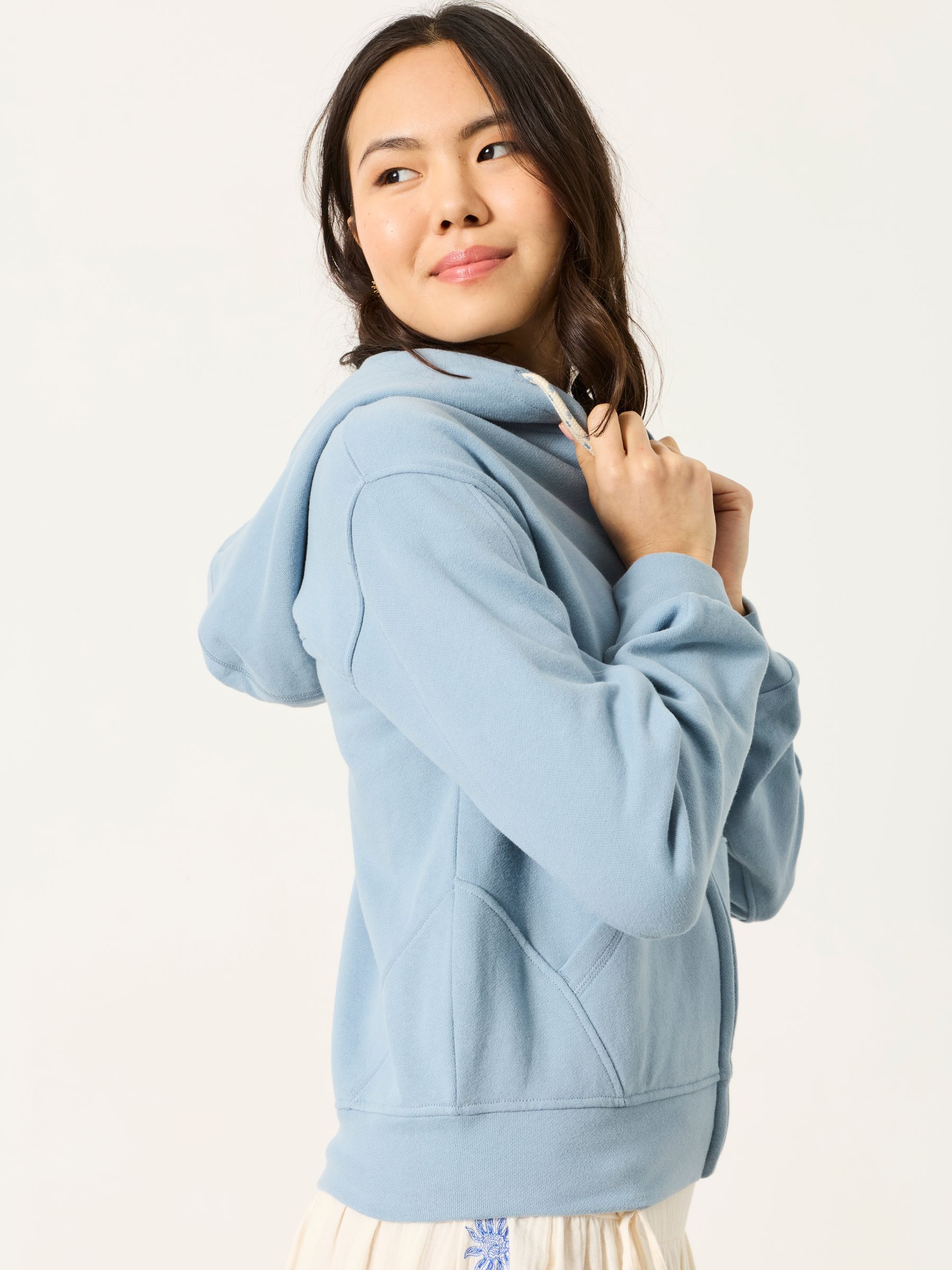 Flora Pale Blue Zip Through Hoodie - Image 3 of 6