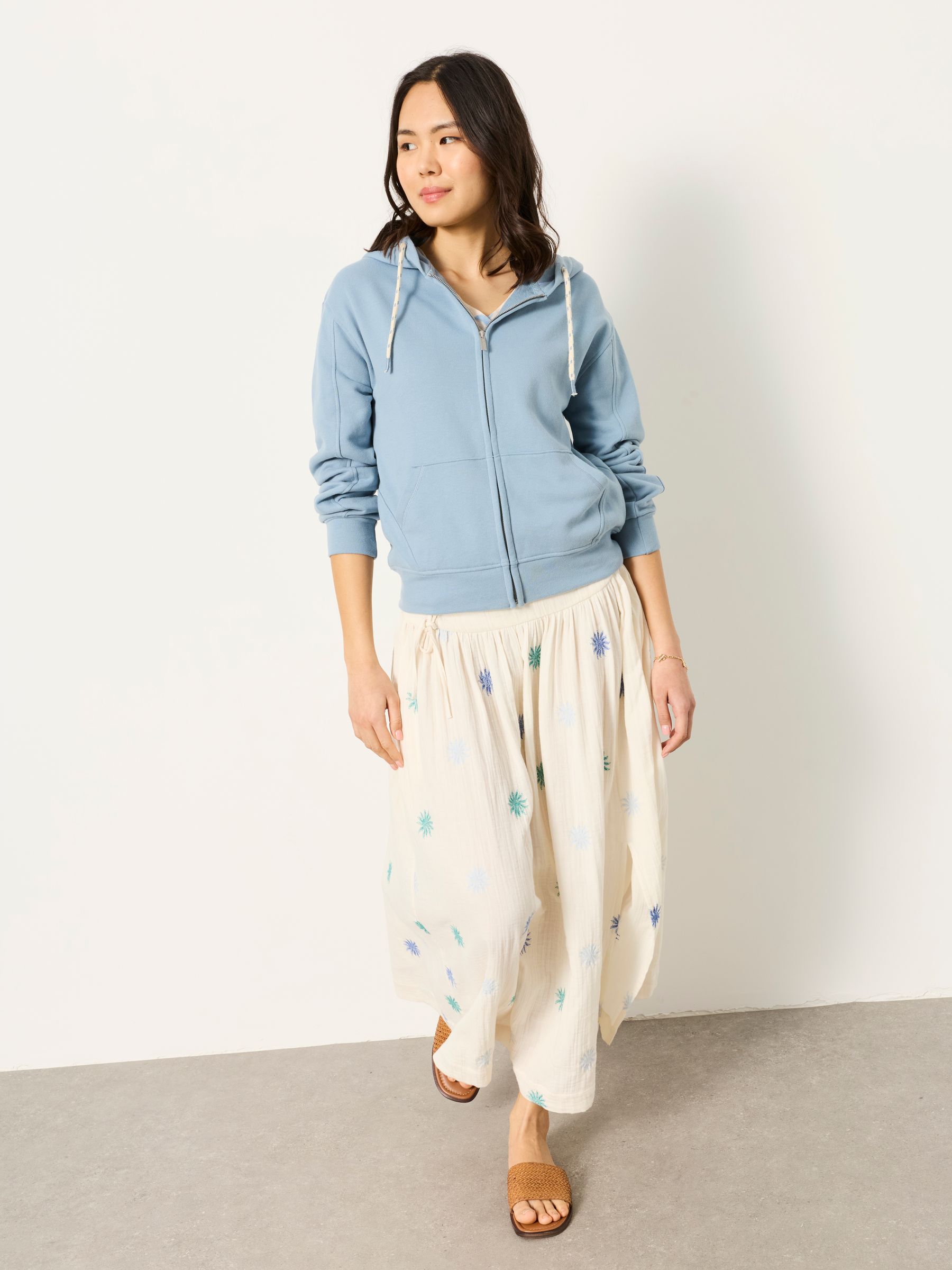 Flora Pale Blue Zip Through Hoodie - Image 4 of 6