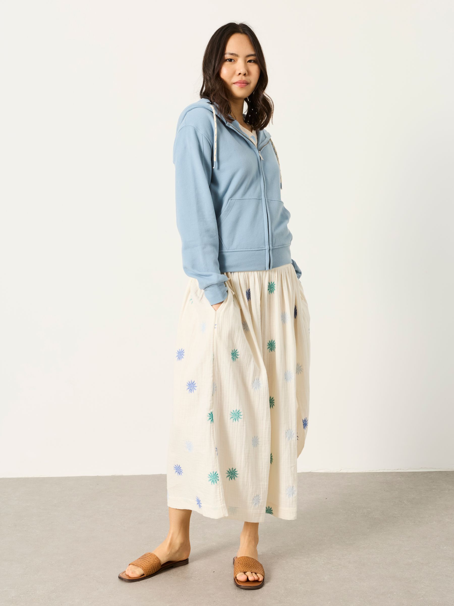 Flora Pale Blue Zip Through Hoodie - Image 5 of 6