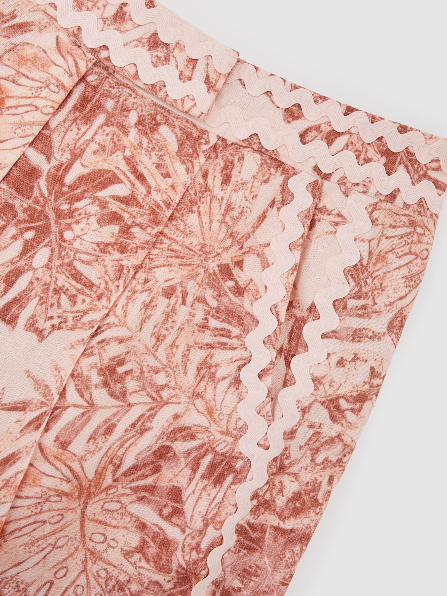 Linen Wave-Trim Wide-Leg Trousers in Pale Pink - image 2