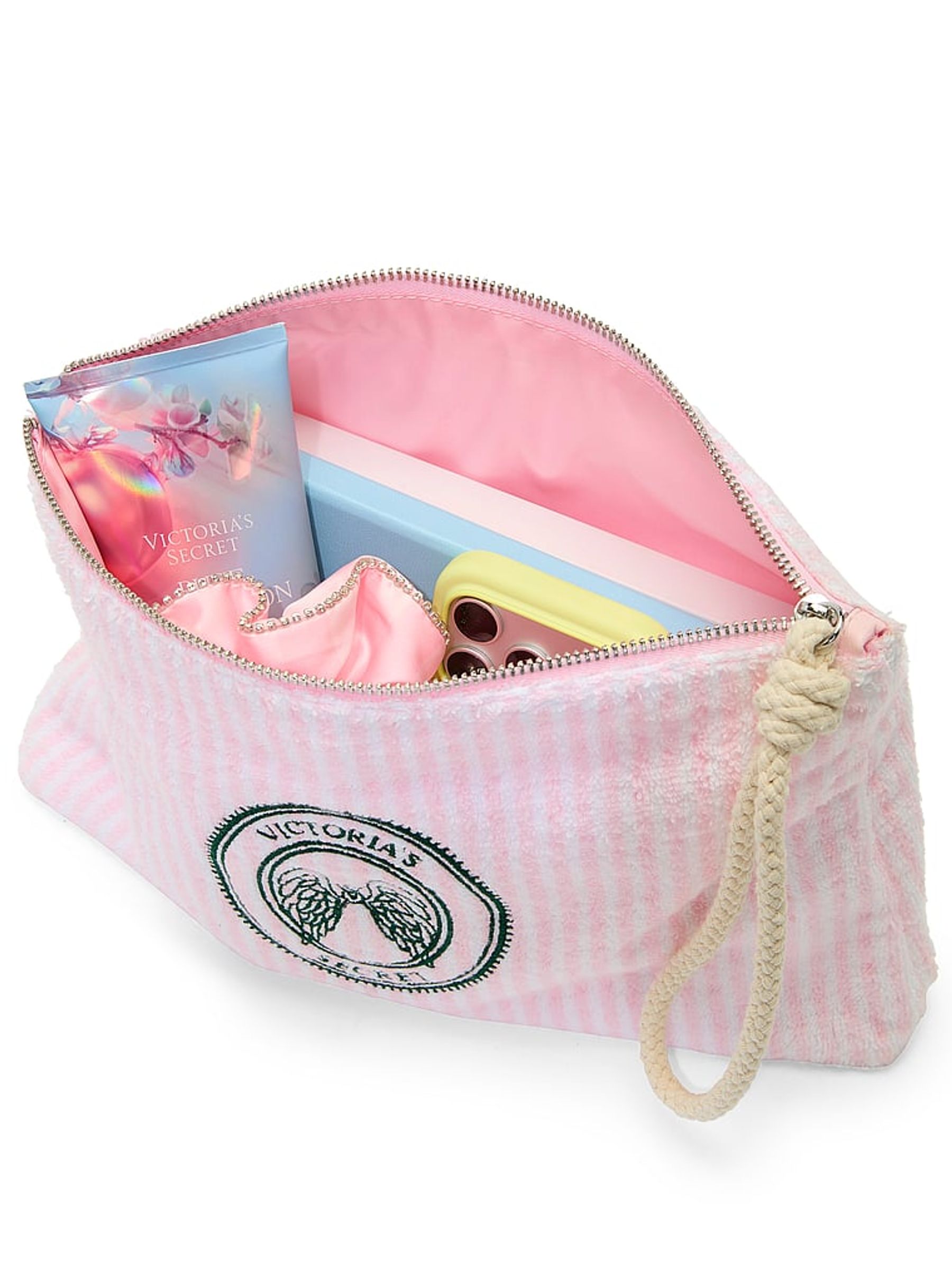 Pink Iconic Stripe Terry Large Zip Pouch - Image 4 of 4