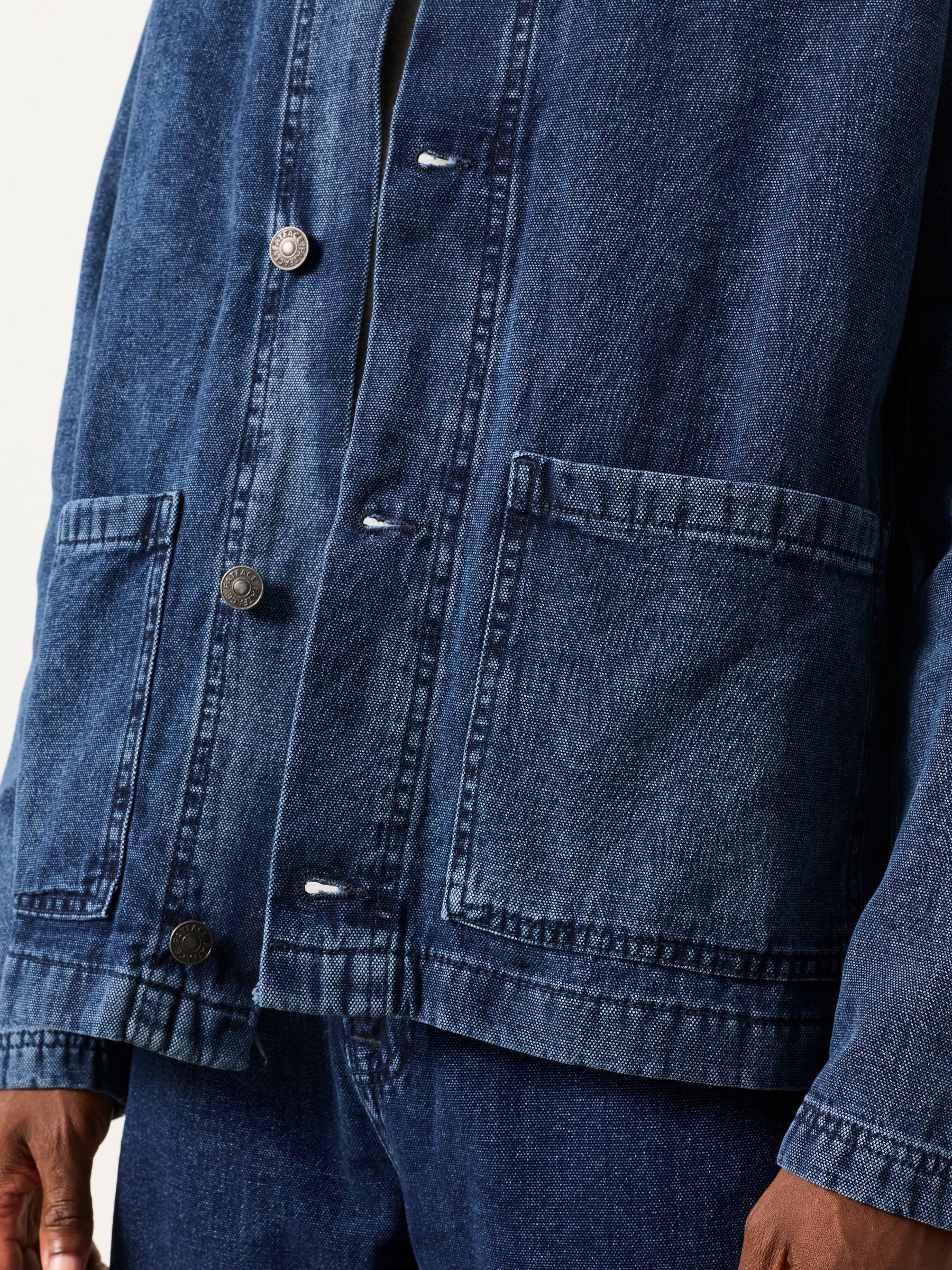 Indigo Blue Canvas Denim Worker Jacket - Image 3 of 6